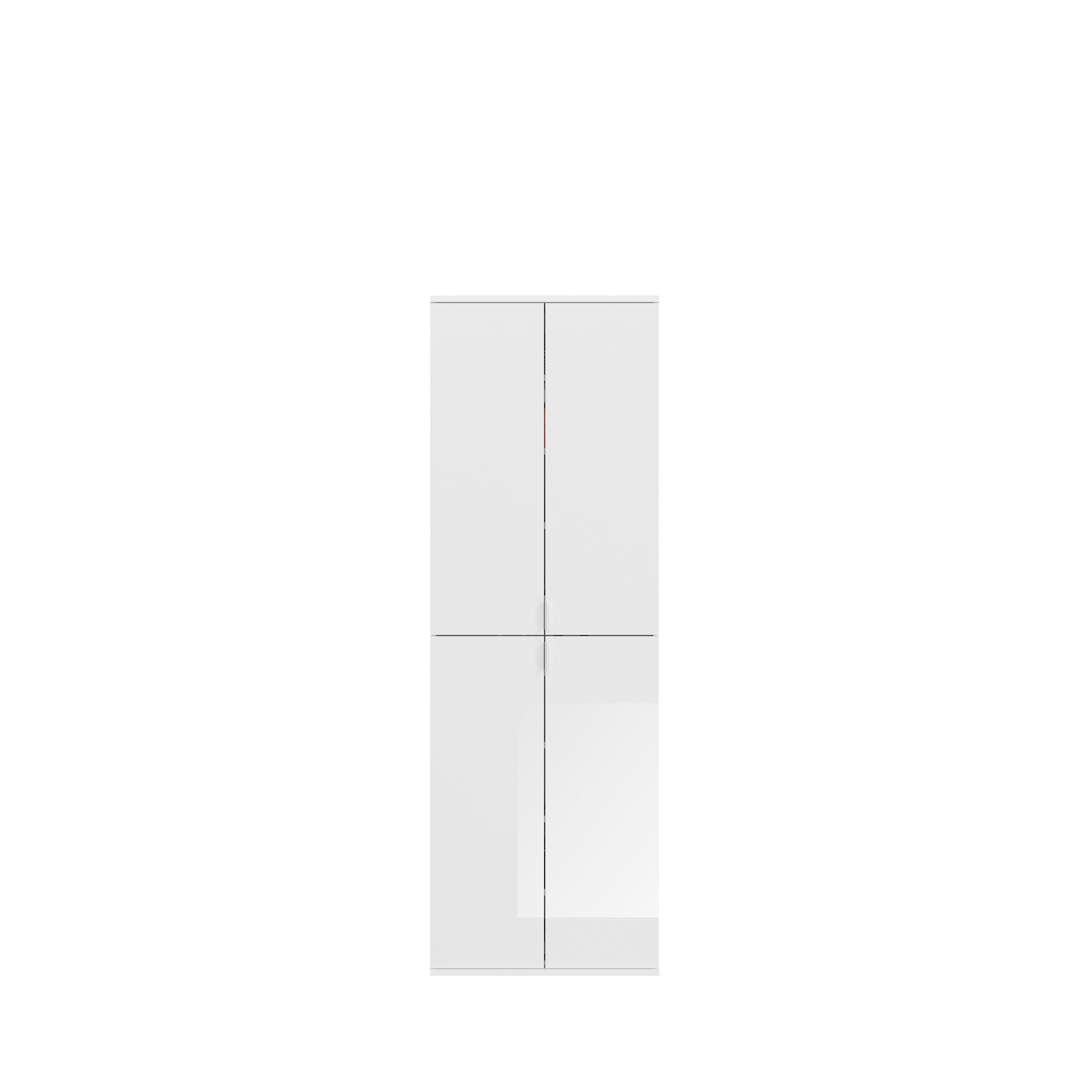 furnling Garderobenschrank Professor 61 x 193 x 34 cm in Hochglanz weiß mit 4 Türen, Garderobe Schrank