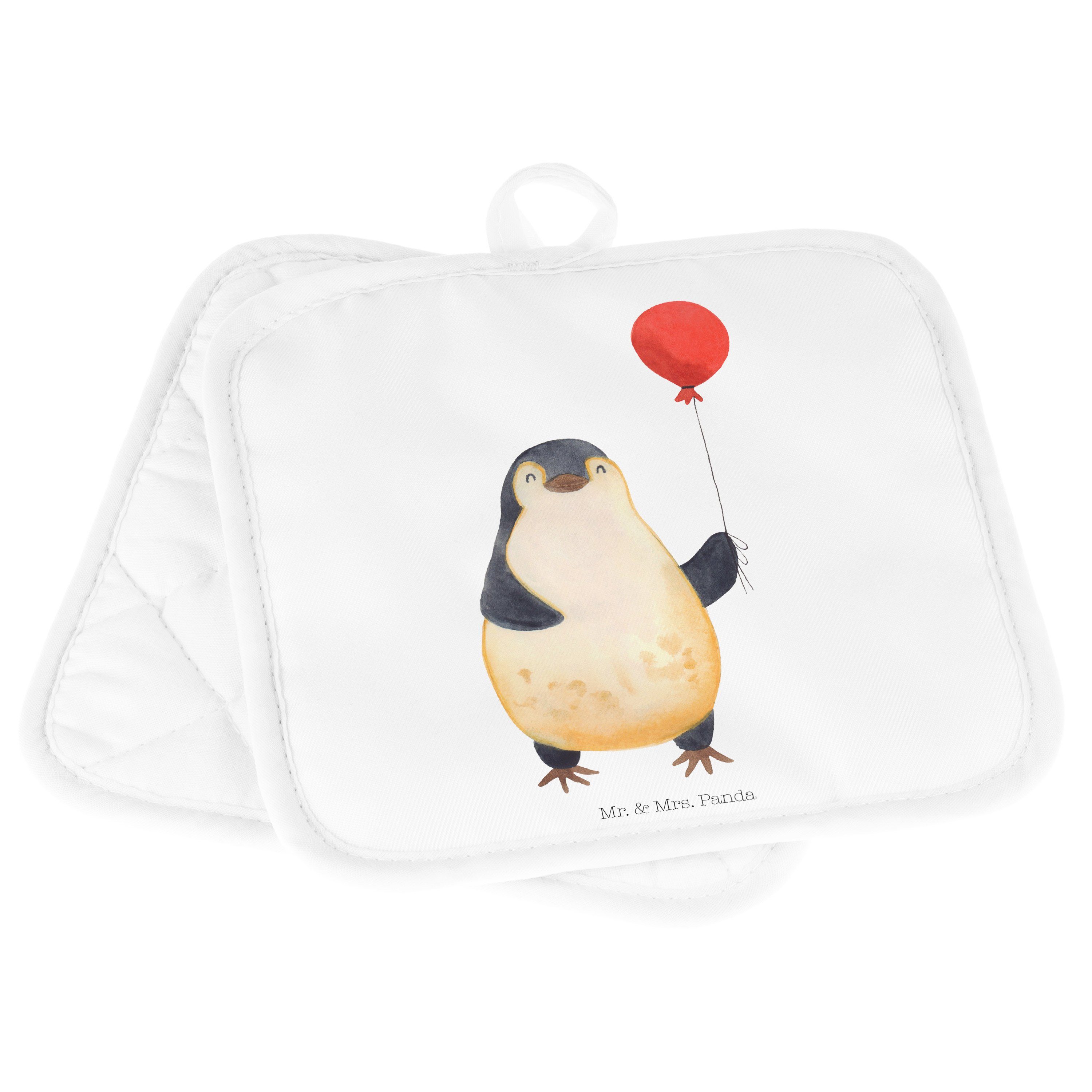 - Topflappen Topflappen (1-tlg) Pinguin Luftballon Weiß Mrs. Geschenk, - Glück, l, Panda Motivation, Mr. &