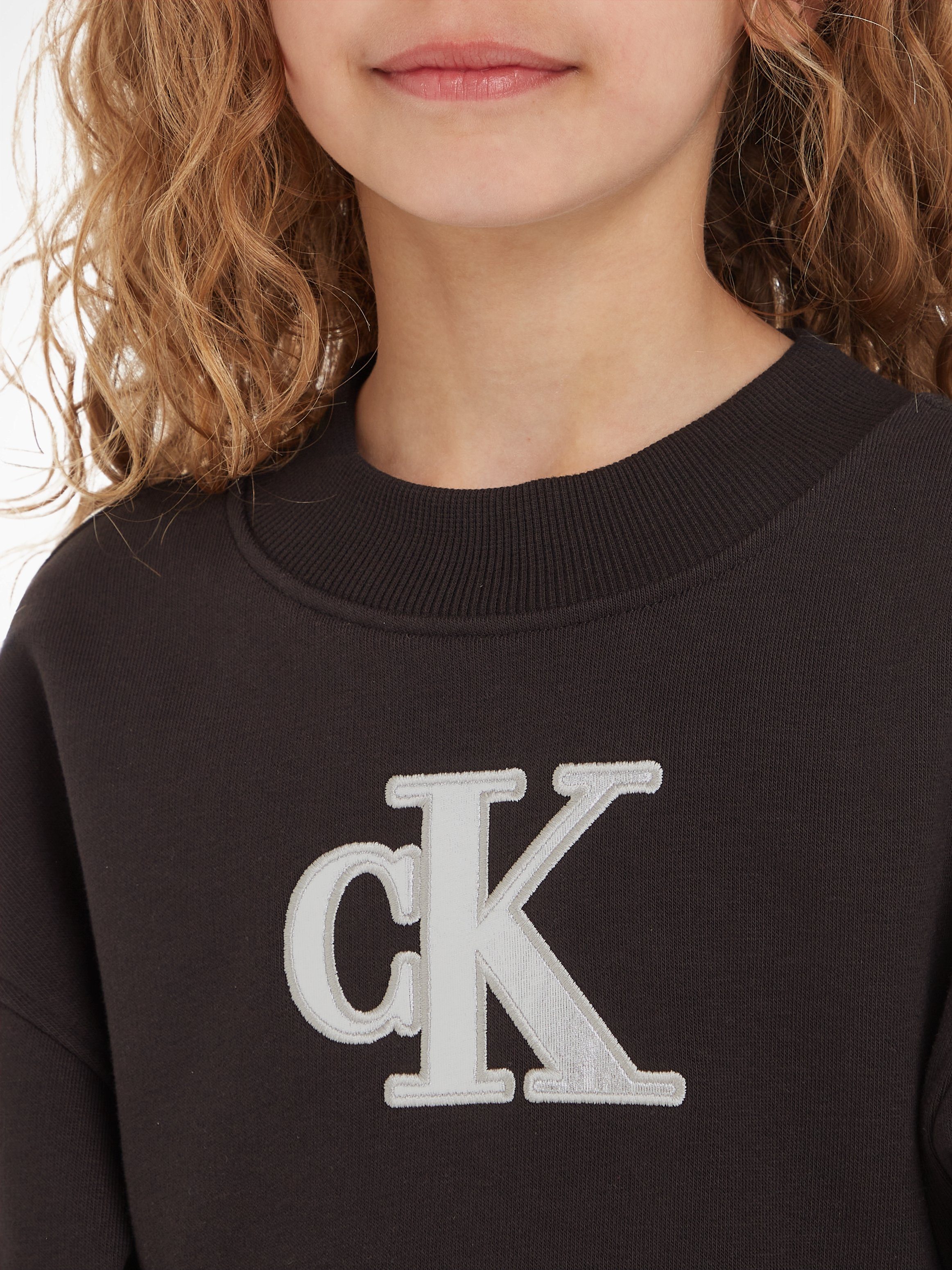 Calvin Klein DRESS Blusenkleid HWK METALLIC MONOGRAM Jeans Logoschriftzug mit