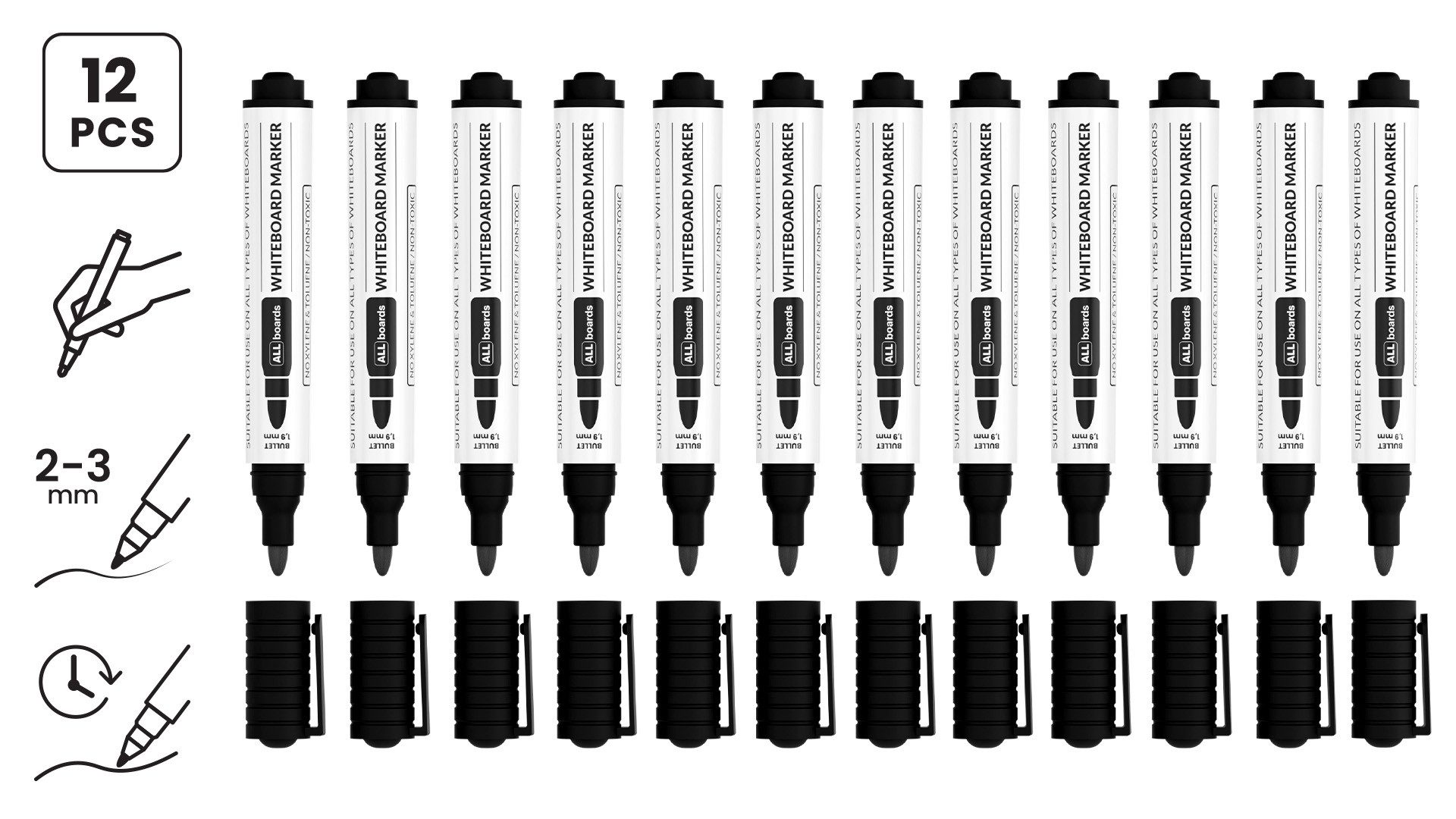 ALLboards Whiteboard Marker ALLboards Whiteboard-Marker-Set – 12 Stück