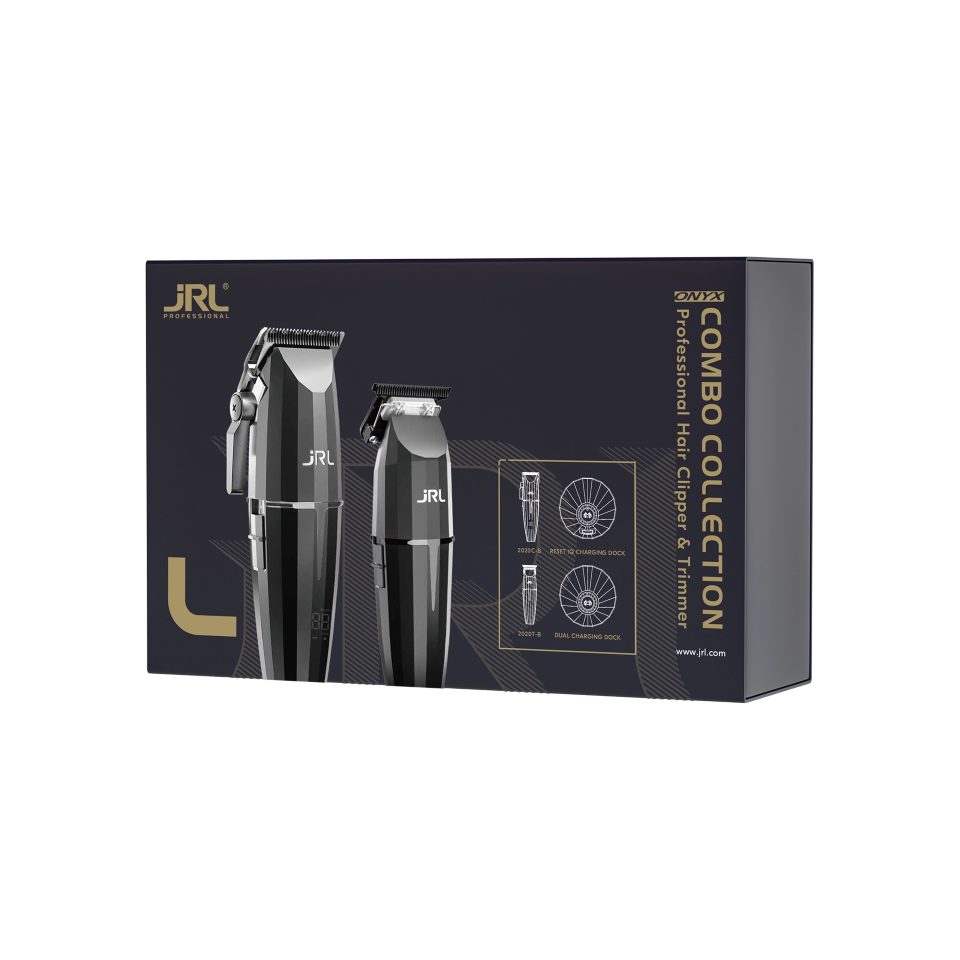 JRL Haarschneider Onyx Collection Combo Kit, Onyx Clipper & Trimmer inkl. Zubehör und 2 Ladestationen., Clipper & Trimmer Set, bis 5 Std. Laufzeit