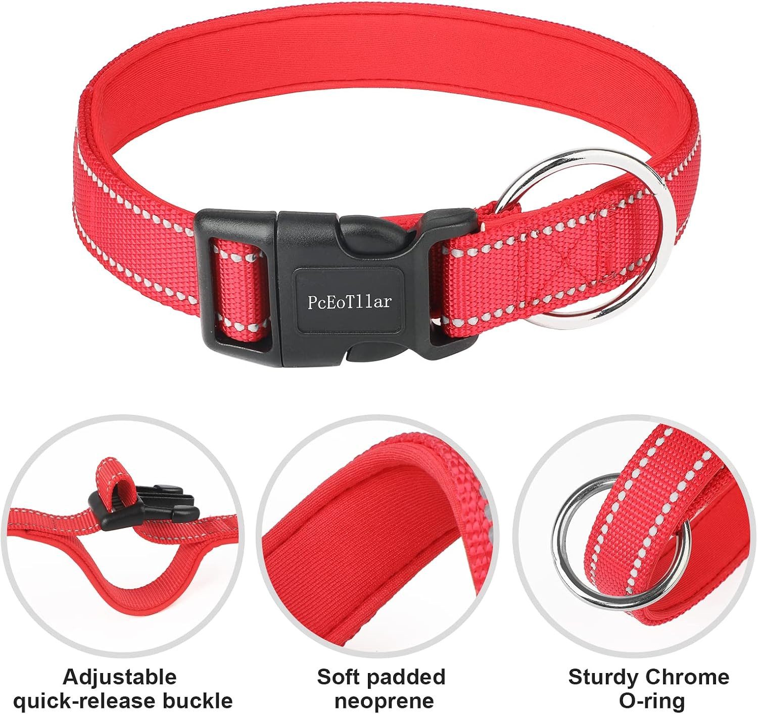 LA CUTE Hundeleine Hundehalsband & Leine Set reflektierend, gepolstert, verstellbar, (Hundehalsband & Leine Set für kleine, mittelgroße & große Hunde, Hundehalsband & Leine Set, gepolstert, verstellbar, reflektierend), Reflektierendes Hundehalsband & Leine mit gepolstertem Griff