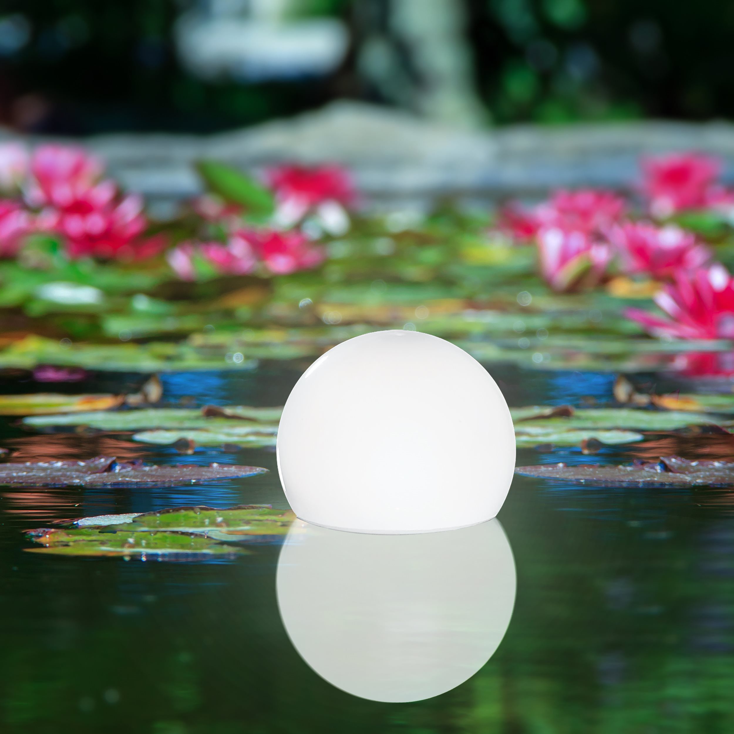 esotec LED Teichleuchte schwimmende Solarkugel FLOAT D25cm Fernbedienung 7 Leuchtfarben 102619, LED fest integriert