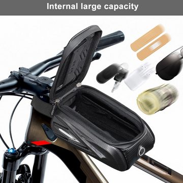 CALIYO Fahrradtasche Fahrrad Rahmentasche wasserdichte Fahrrad Handyhalterung, mit Regenschutz für Handy unter 7.2''
