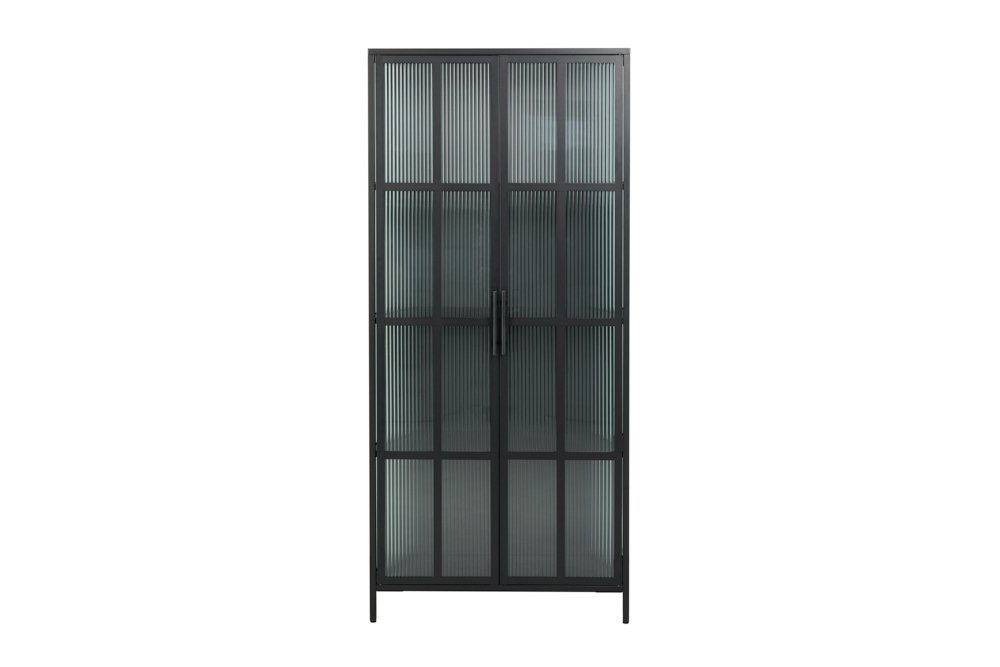 180cm · riess-ambiente / Schrank transparent schwarz · · Vitrine Industrial Glas Wohnzimmer STEEL 1-St) (Einzelartikel, · Design DURA Metall