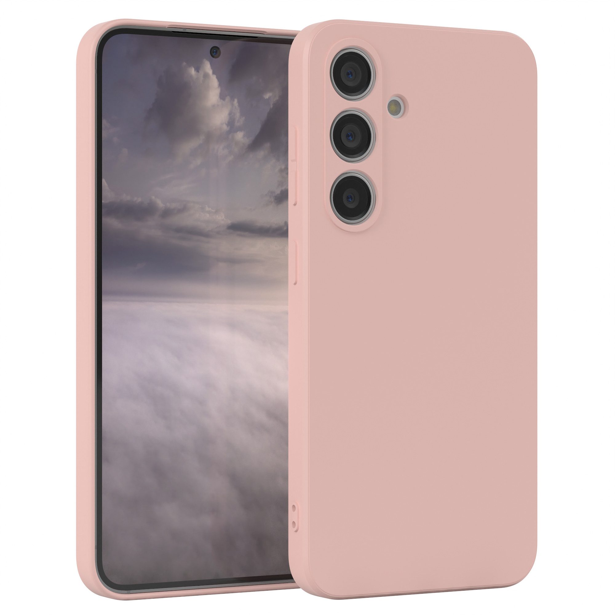 EAZY CASE Handyhülle für Samsung Galaxy S24 Hülle Silikon 6,2 Zoll, Hülle mit Kameraschutz Bumper Case Silikonschutzhülle Rosa / Altrosa