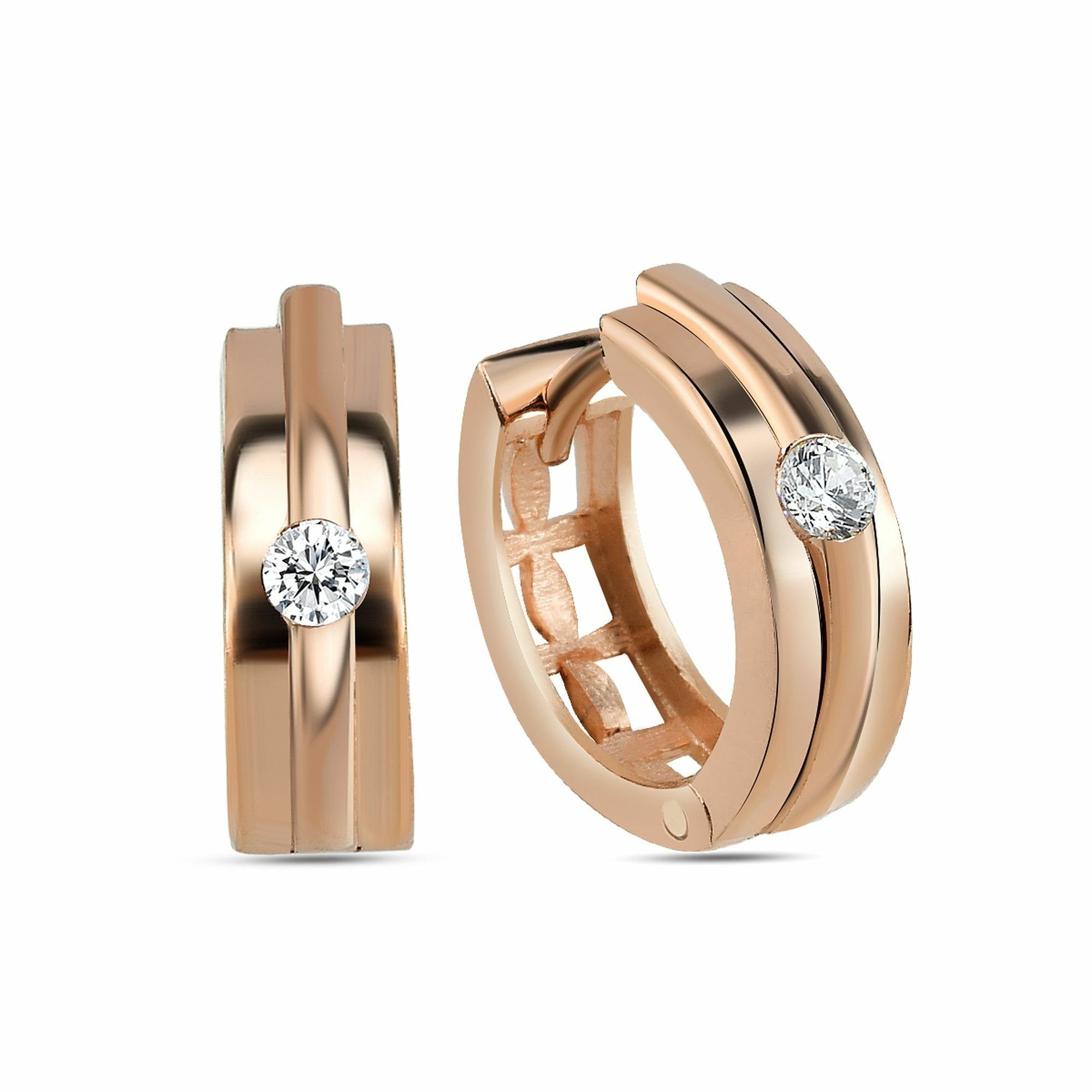 Paar Creolen 925/- Sterling Silber rosévergoldet Hochglanz Design Ohrring