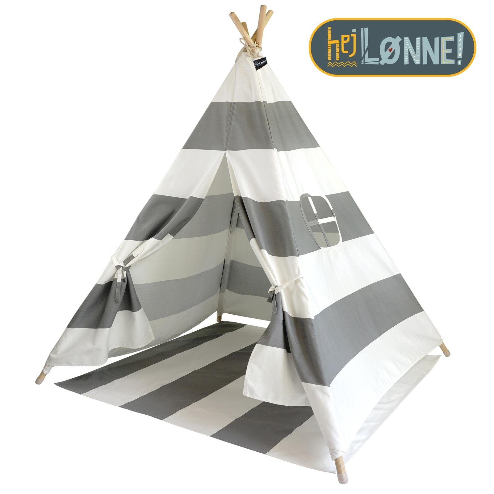 Hej Lønne Tipi-Zelt Tipi Zelt für Kinder grau gestreift Kinderzelt, (6er Se günstig online kaufen