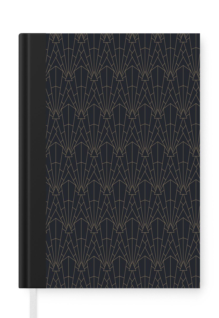MuchoWow Notizbuch Geometrische Formen Golden, A5, - Art 98 - - Notizheft, Tagebuch, Schwarz Merkzettel, Journal, déco Seiten, Haushaltsbuch