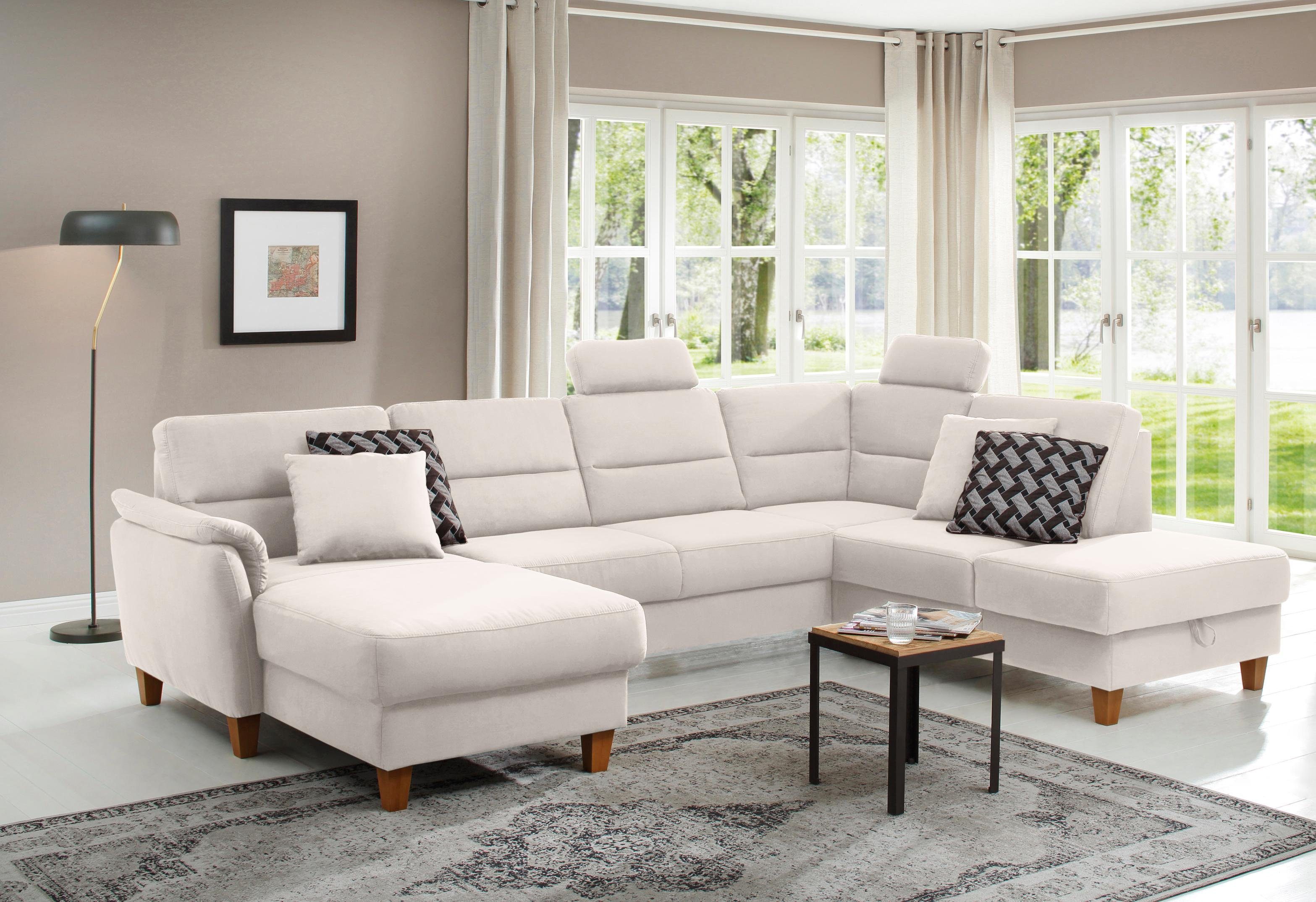 Home affaire Wohnlandschaft "Palmera U-Form, B: 308 cm" optional Bettfunkti günstig online kaufen