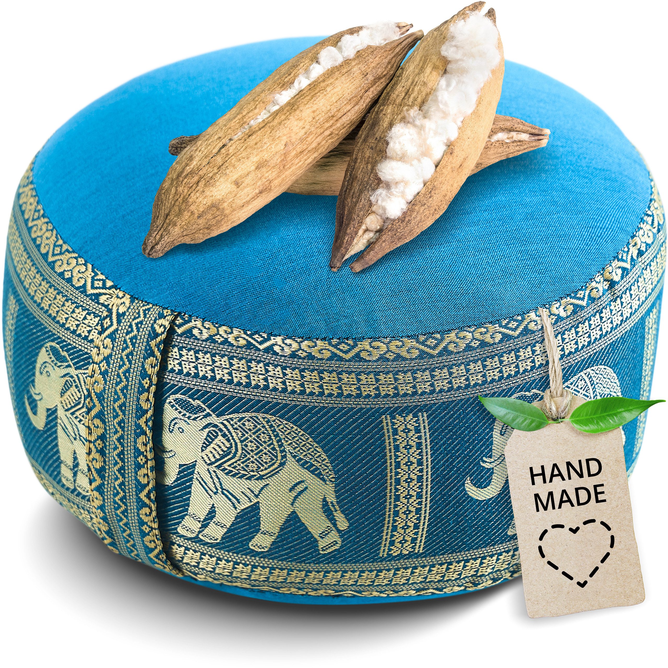 livasia Meditationskissen Zafukissen (Deluxe) - 32x20cm, Kapok, vegan, handgefertigt