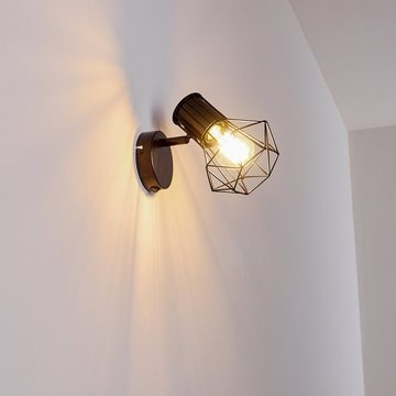 hofstein Wandleuchte »Pomari« verstellbare Wandlampe aus Metall in Schwarz, ohne Leuchtmittel, E27, Wandspot in Gitter-Optik mit An-/Ausschalter