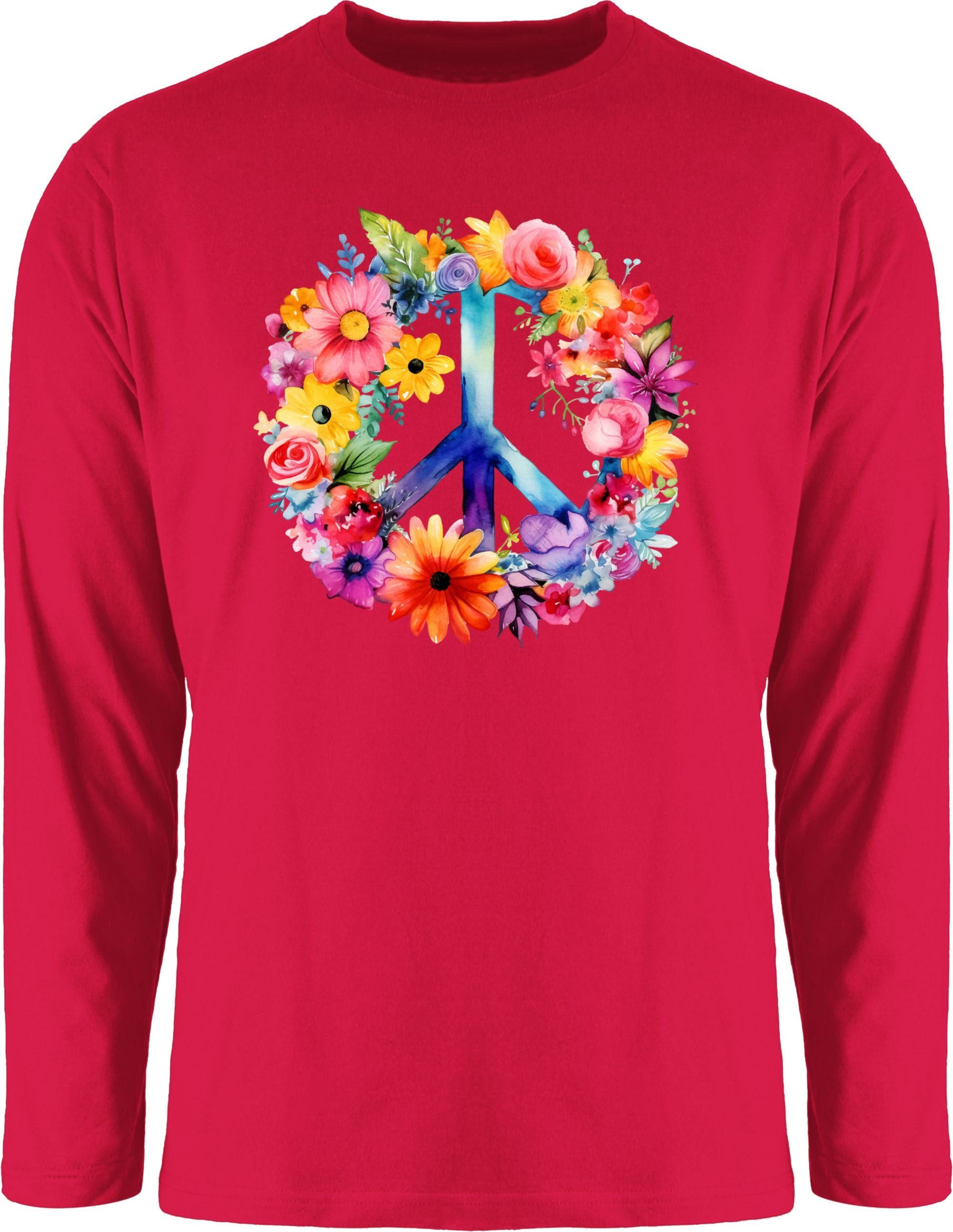 Shirtracer Rundhalsshirt Peacezeichen Peace-Symbol Hippie Frieden 60er 70er Flow Power Flowerpo Statement