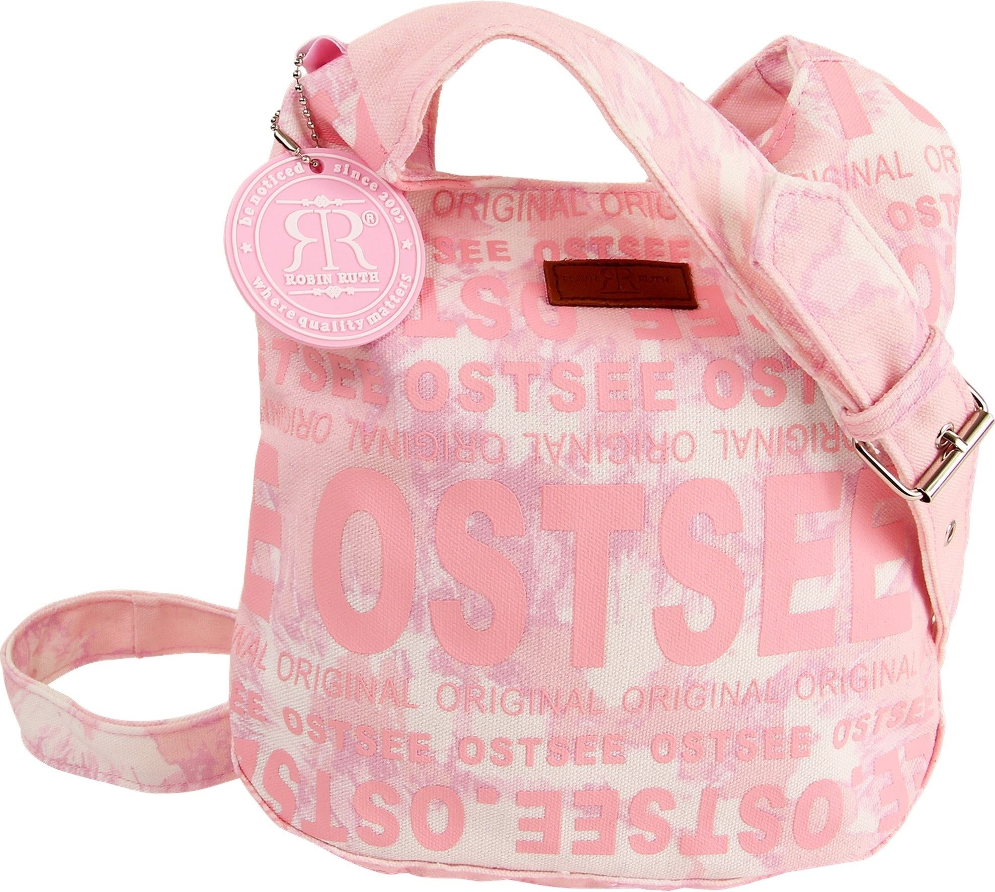 Robin Ruth Schultertasche Robin Ruth Schultertasche Baumwolle rosa (Schultertasche), Schultertasche Baumwolle, rosa, weiß ca. 21cm hoch