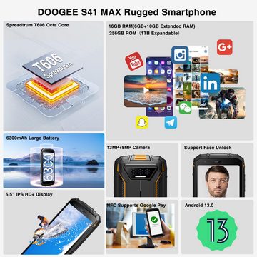 DOOGEE S41 Max (2024) Without Contract - 16GB + 256GB /1TB, Dual 4G Handy (5.5 Zoll, 256 GB Speicherplatz, 13 MP Kamera, Duale 4G-SIM Android 13)