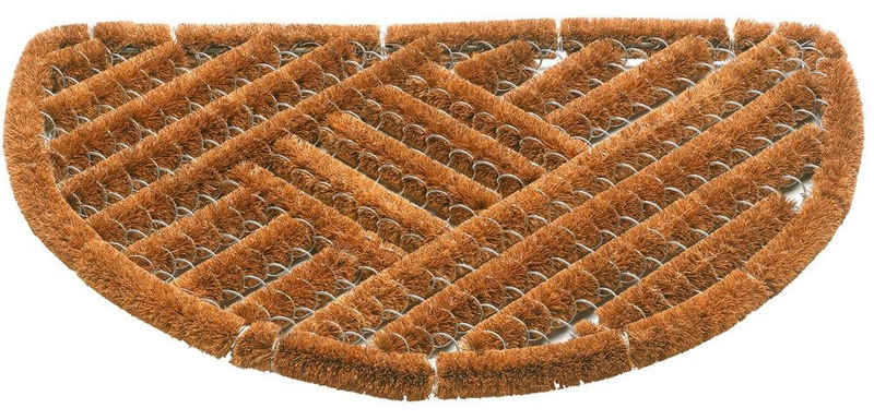 Fußmatte Kokosmatte natur halbrund als aussen Sauberlaufmatte, matches21 HOME & HOBBY, halbrund, Höhe: 30 mm, Kokos Drahtbürsten-Türmatte als Outdoor Schmutzfangmatte 40x60 cm