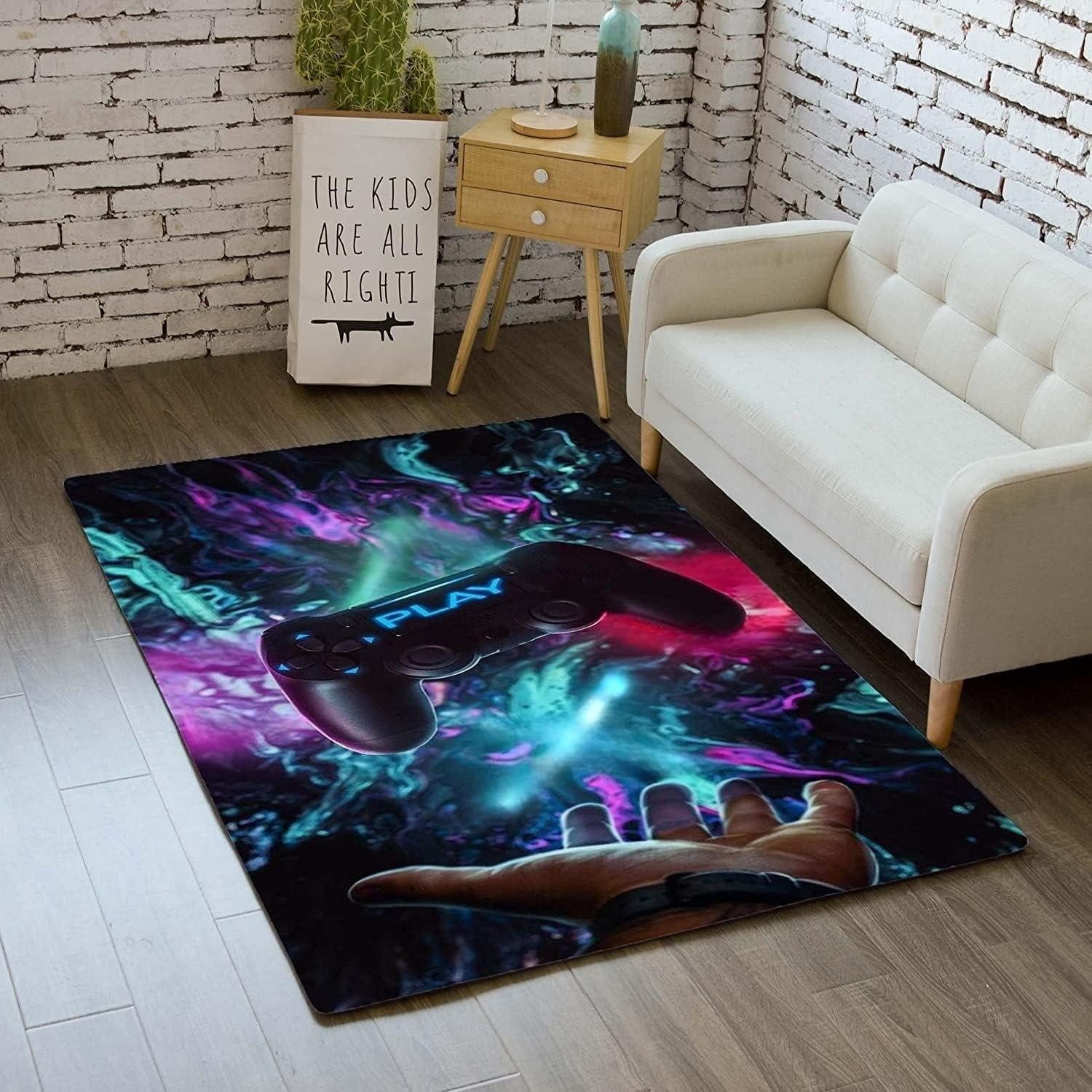 LuxusKollektion Kinderteppich Gaming Controller Teppich 100x150cm Graffiti, rechteckig, Höhe: 10 mm