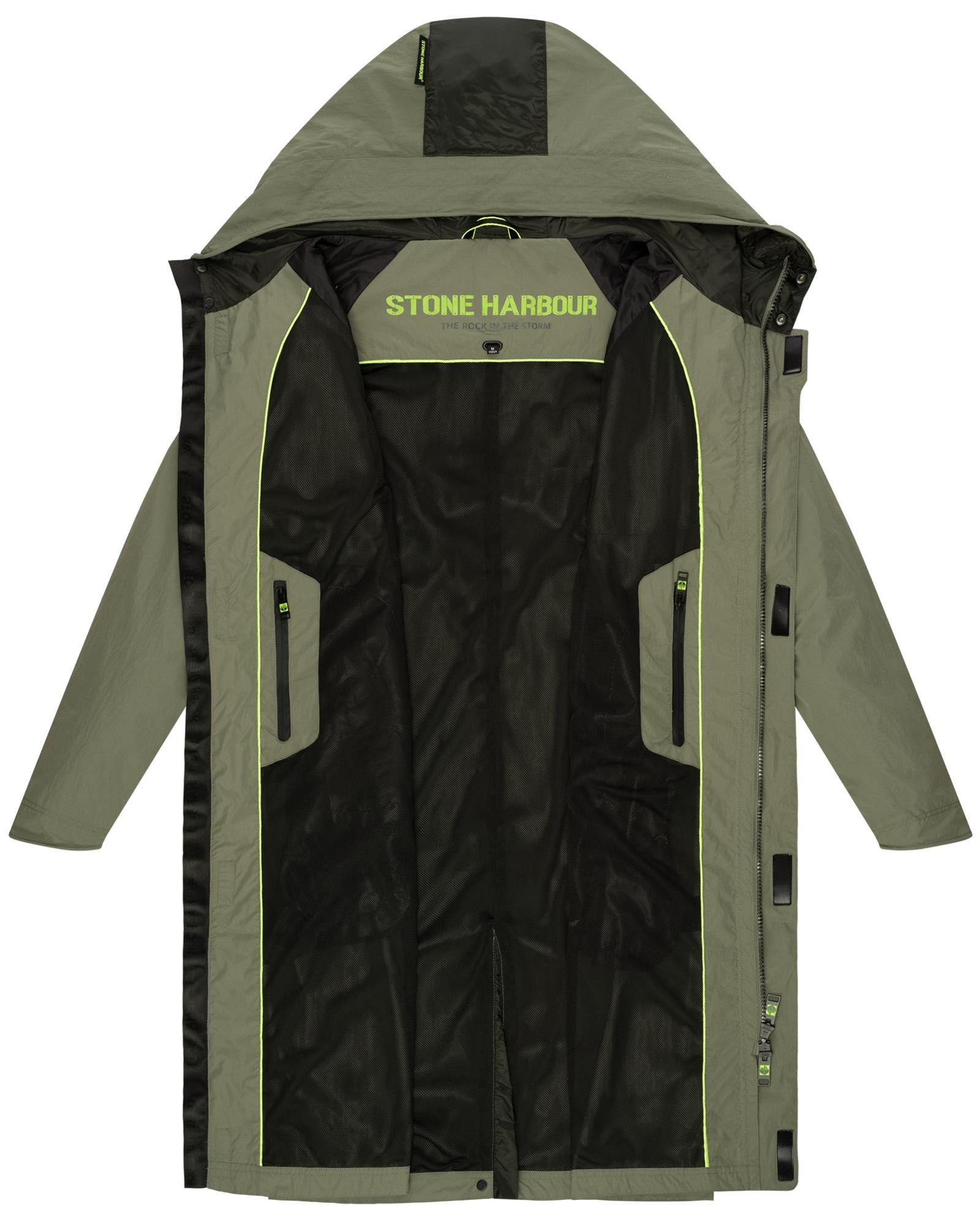 Stone Harbour Regenmantel Zafaar Lange Herren Regenjacke mit Kapuze