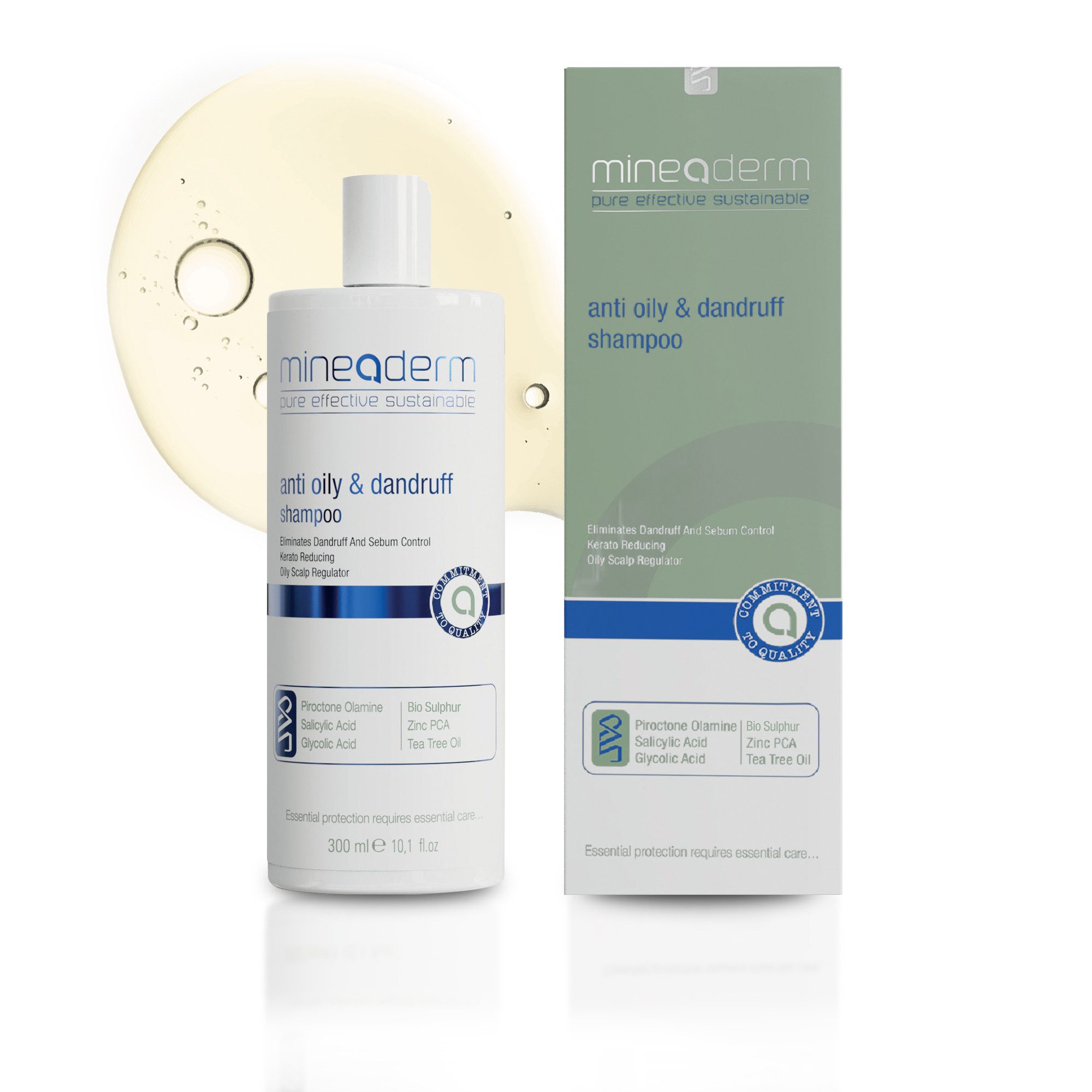 mineaderm Haarshampoo Anti-Schuppen Shampoo für fettige Kopfhaut, Damen & Herren 300 ml, Packung, 1-tlg., mit Piroctone Olamine und Zinc PCA