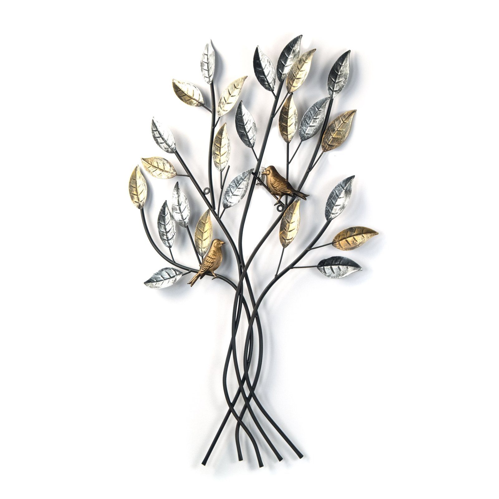DESIGN DELIGHTS Wanddekoobjekt WAND DEKO "BAUM MIT VÖGELN", Metall, 76 cm, Metall Wandskulptur