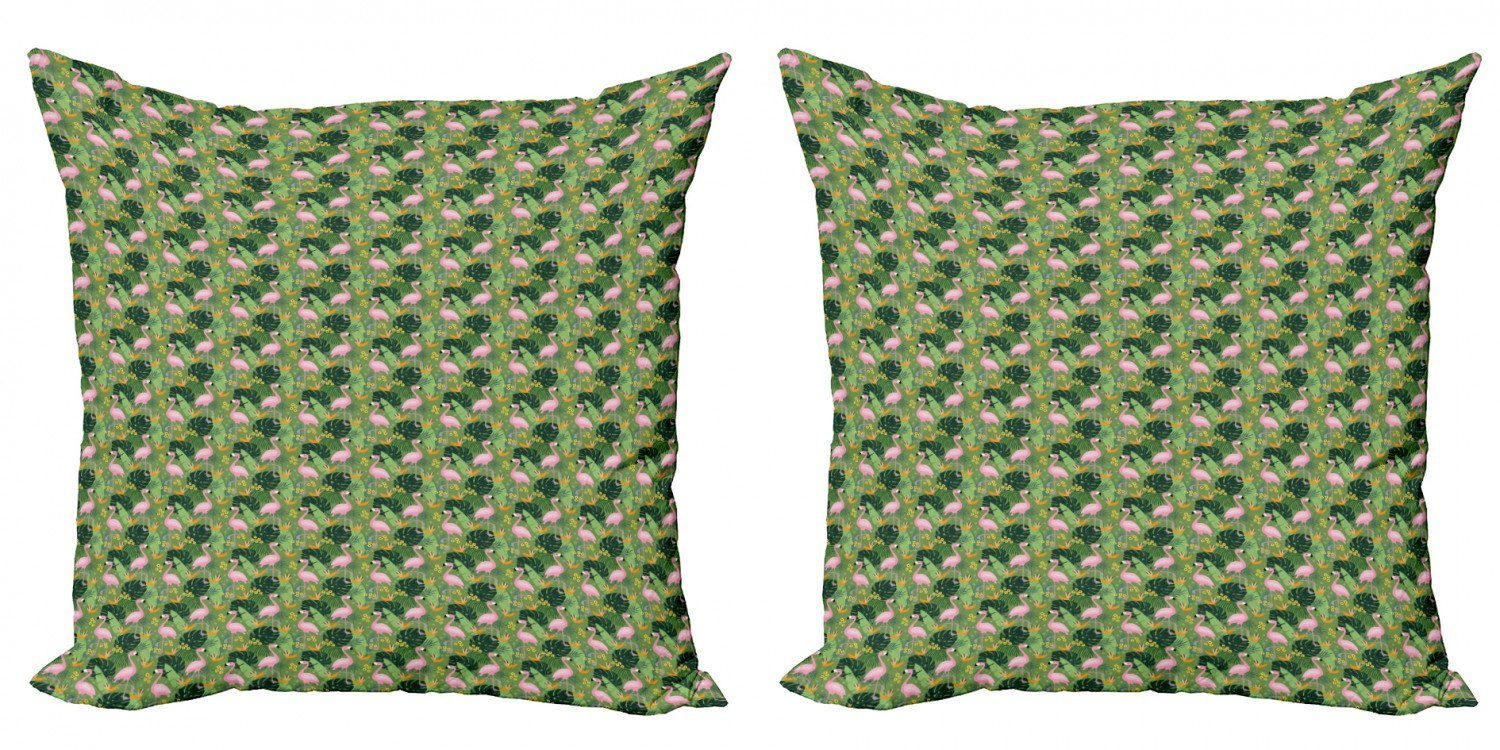 Kissenbezüge Modern Accent Doppelseitiger Digitaldruck, Stück), Leaves Monstera Abakuhaus Tropisch (2 Flamingos