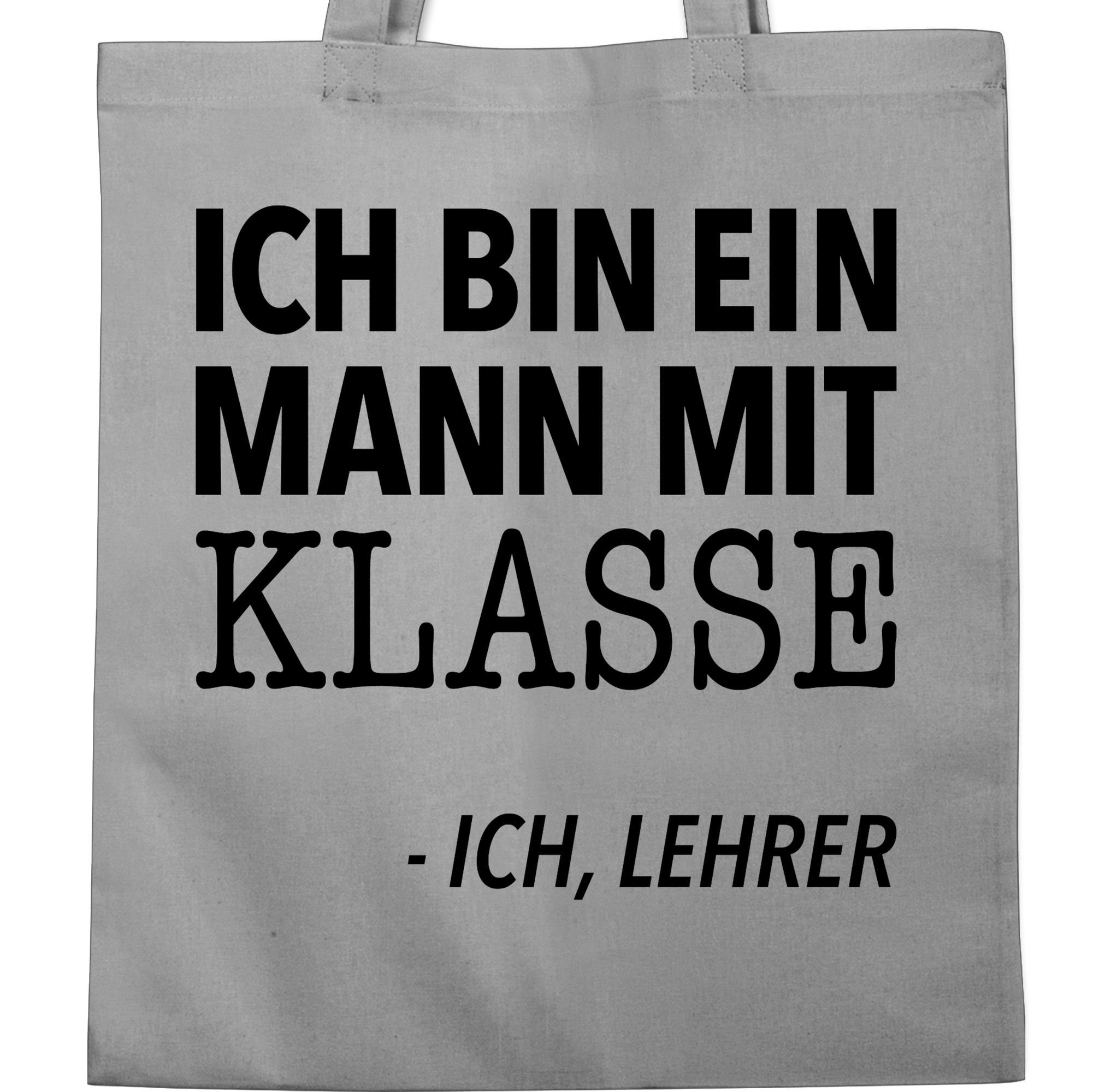 Lehrer, - mit Mann Ich ein Ich, Lehrer Umhängetasche Hellgrau Shirtracer bin Klasse 2