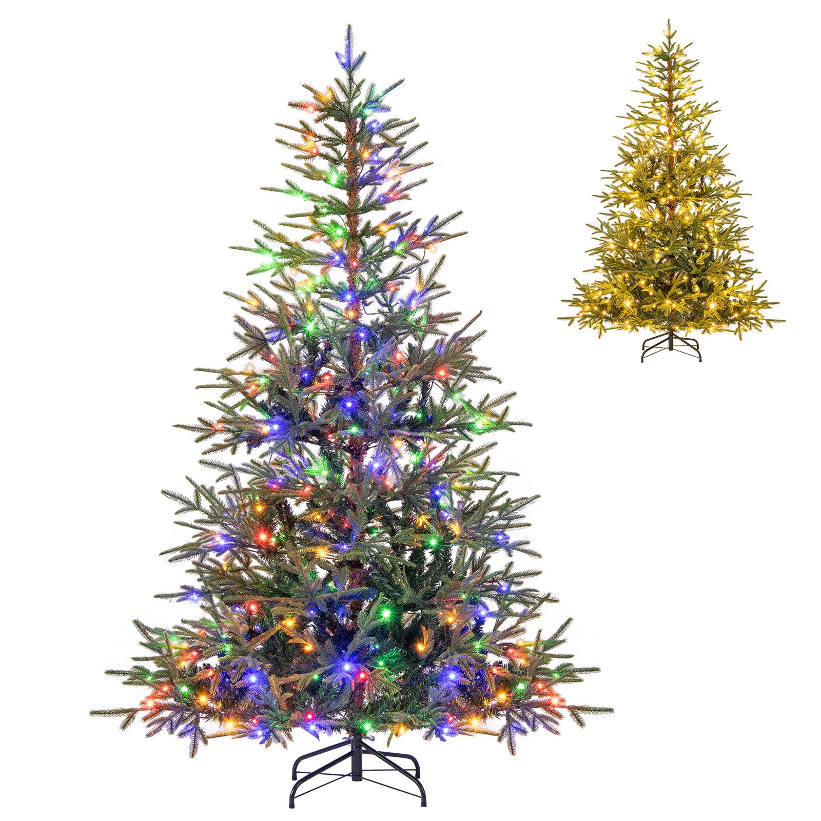 COSTWAY Künstlicher Weihnachtsbaum, 180cm, 250 LEDs, 11 Modi, 530 PE Zweige