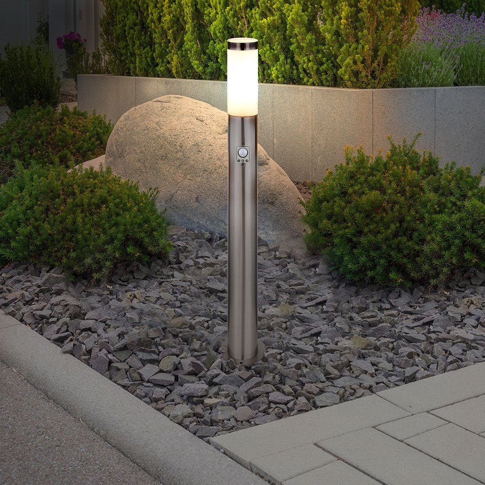 2er Set Design Leuchte LED Außen Leuchtmittel Edelstahl Terrassen Warmweiß, etc-shop Außen-Stehlampe, inklusive, Steh