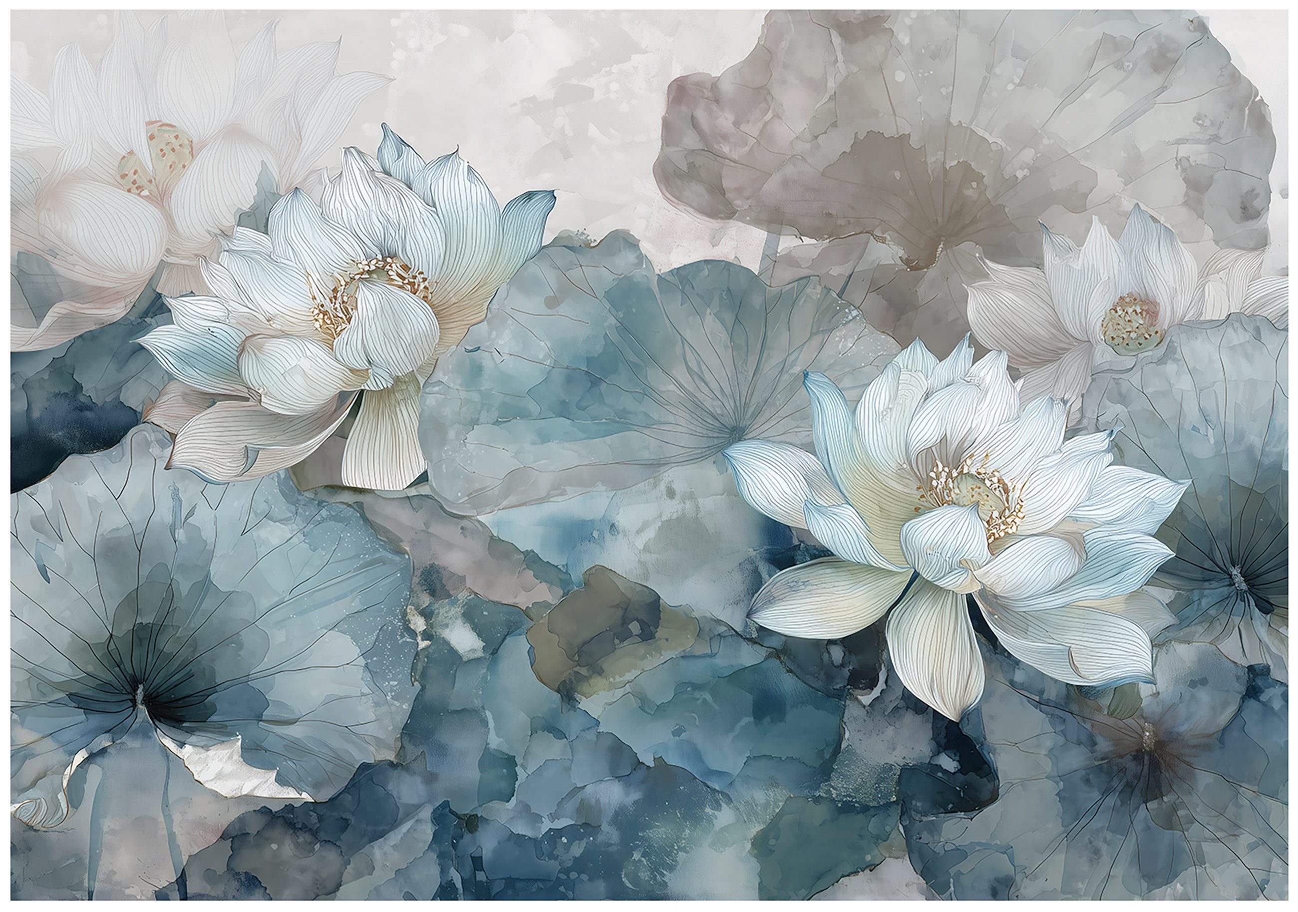 Wallarena Fototapete Blumen Blau Natur Vlies Tapete Wohnzimmer Schlafzimmer Wandtapete, Glatt Vlies Washable, Blumen, Blau, Natur, Blätter, (Packung, 2 St., Vlies Fototapete), Vliestapete Blau Wohnzimmer Schlafzimmer Küche Tapete + Kleister