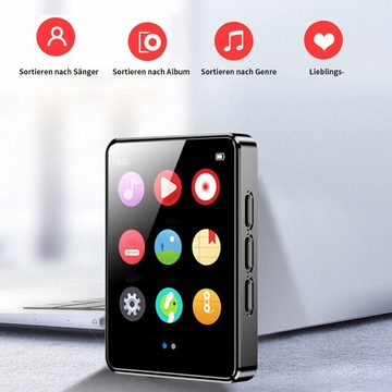 yozhiqu Ultraflacher Bluetooth-MP3-Musikplayer mit Touchscreen (2,0 Zoll IPS) MP3-Player (Integrierte E-Book/Aufnahmefunktion, Bluetooth 5.0, schlank und leicht)