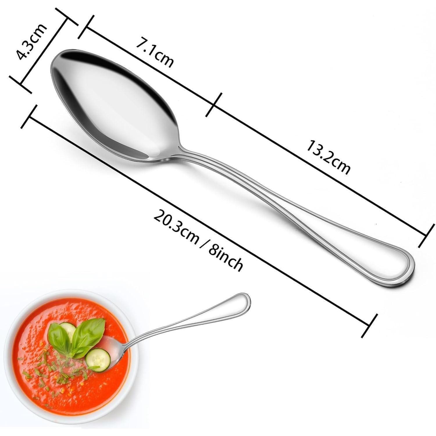 LuxusKollektion Suppenlöffel Suppenlöffel 24 Stück Edelstahl 20,3cm Silberner gemusterter Griff