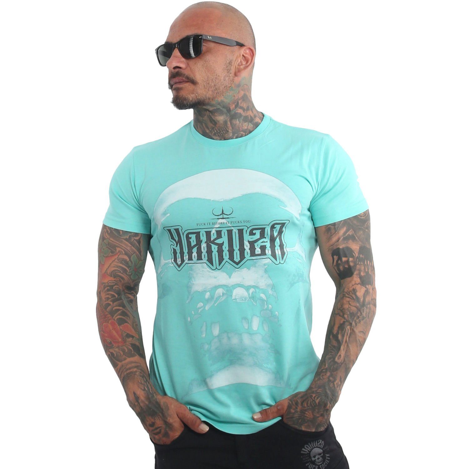 turquoise YAKUZA T-Shirt Skull Ghost