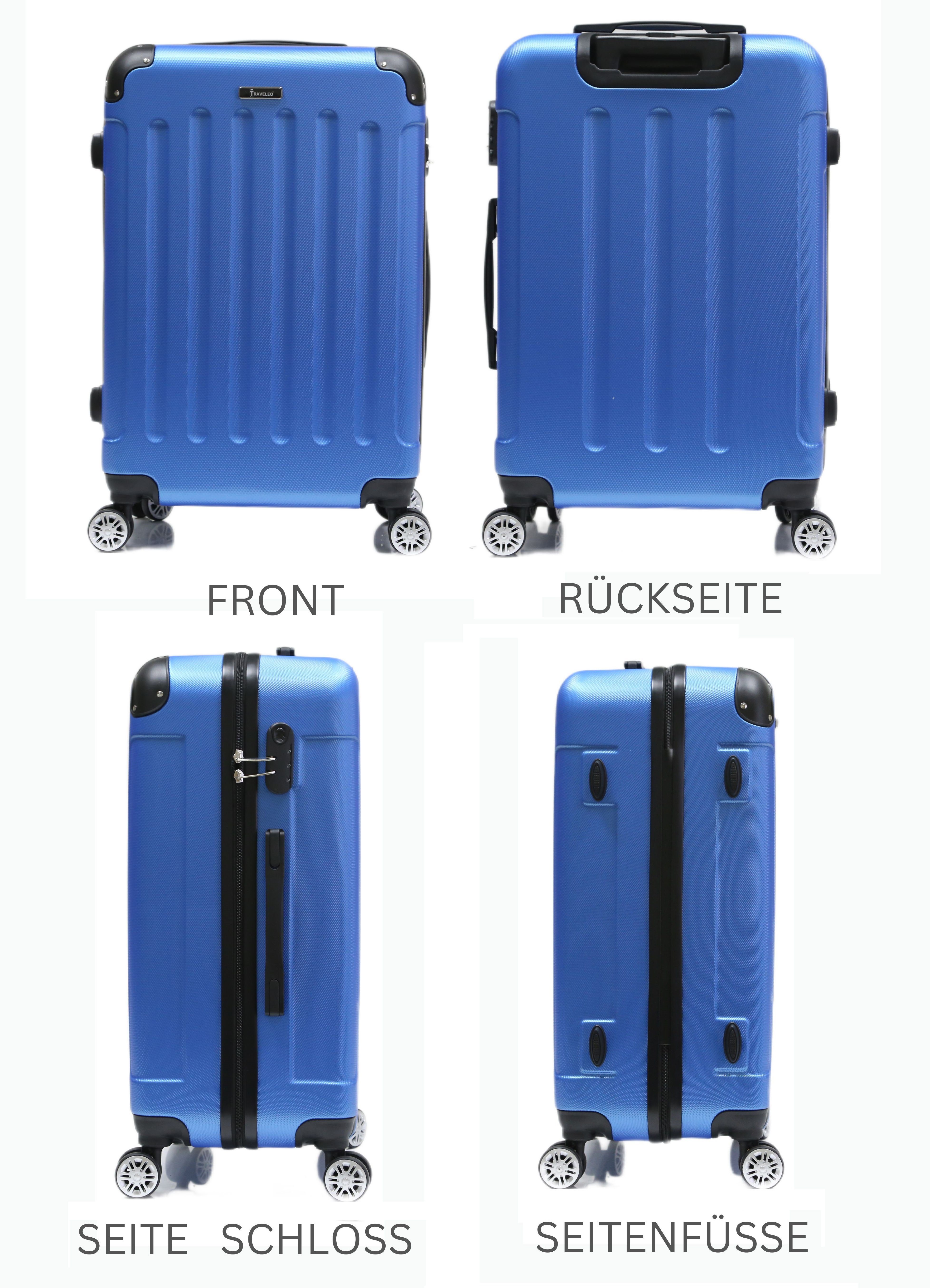 Cheffinger Trolley 3 Blau Kofferset tlg) (3 tlg Koffer Kofferset Handgepäck, Hartschale Set Reisekoffer