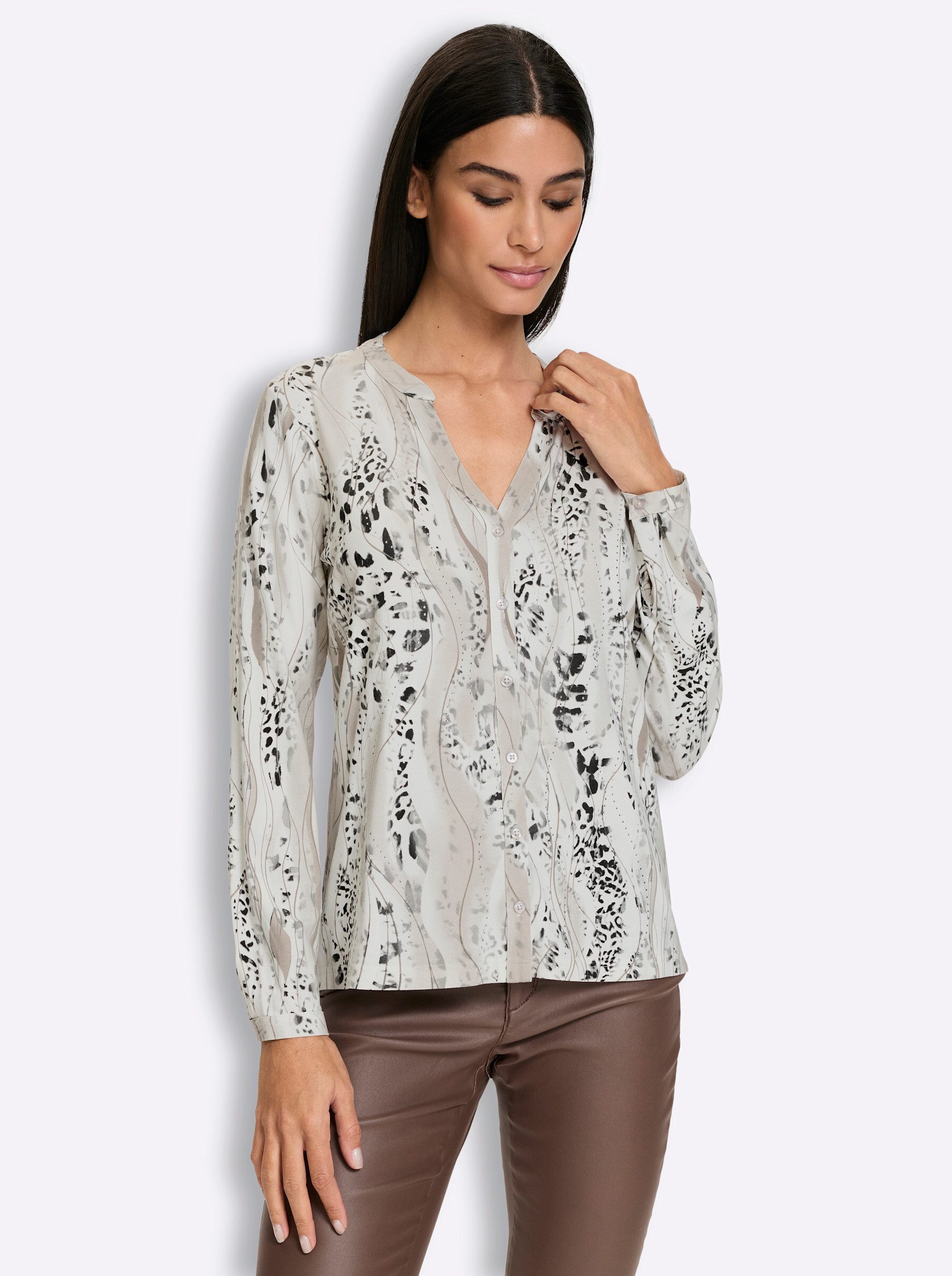 Klassische Bluse Jersey-Bluse Langarm
