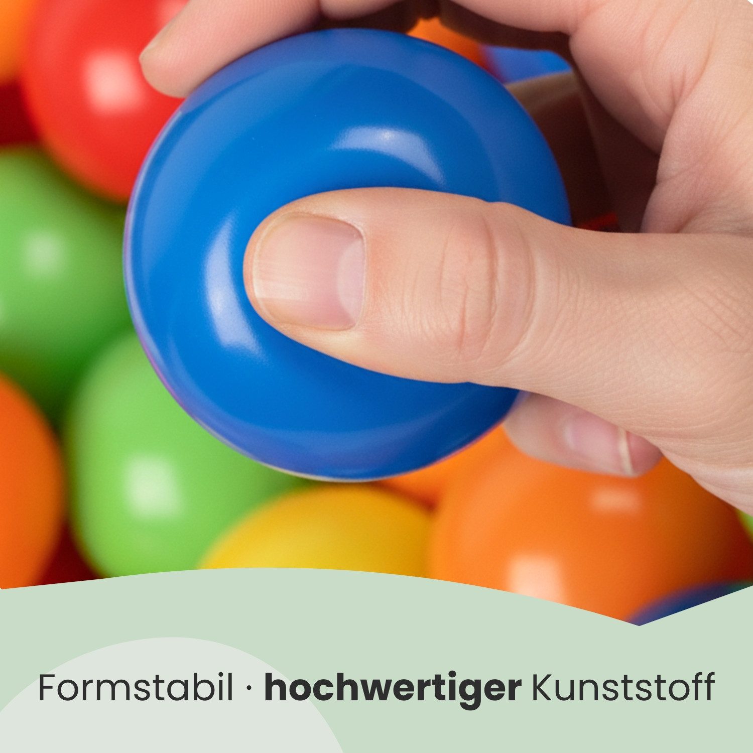 LittleTom Bällebad-Bälle Baby - 100 Bunte Bälle fürs Bällebad - 7cm Geprüfte Kinder Spielbälle (100-St), Ab dem 1. Tag: Babybälle zum Greifen - Plastikbälle für den Bällepool