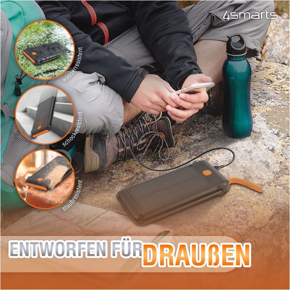 4smarts 4smarts TitanPack Solar Flex Powerbank schwarz. Solarladegerät (Kleine Geräte der Informations- und Telekommunikationstechnik, Solarpanel und LED-Licht)