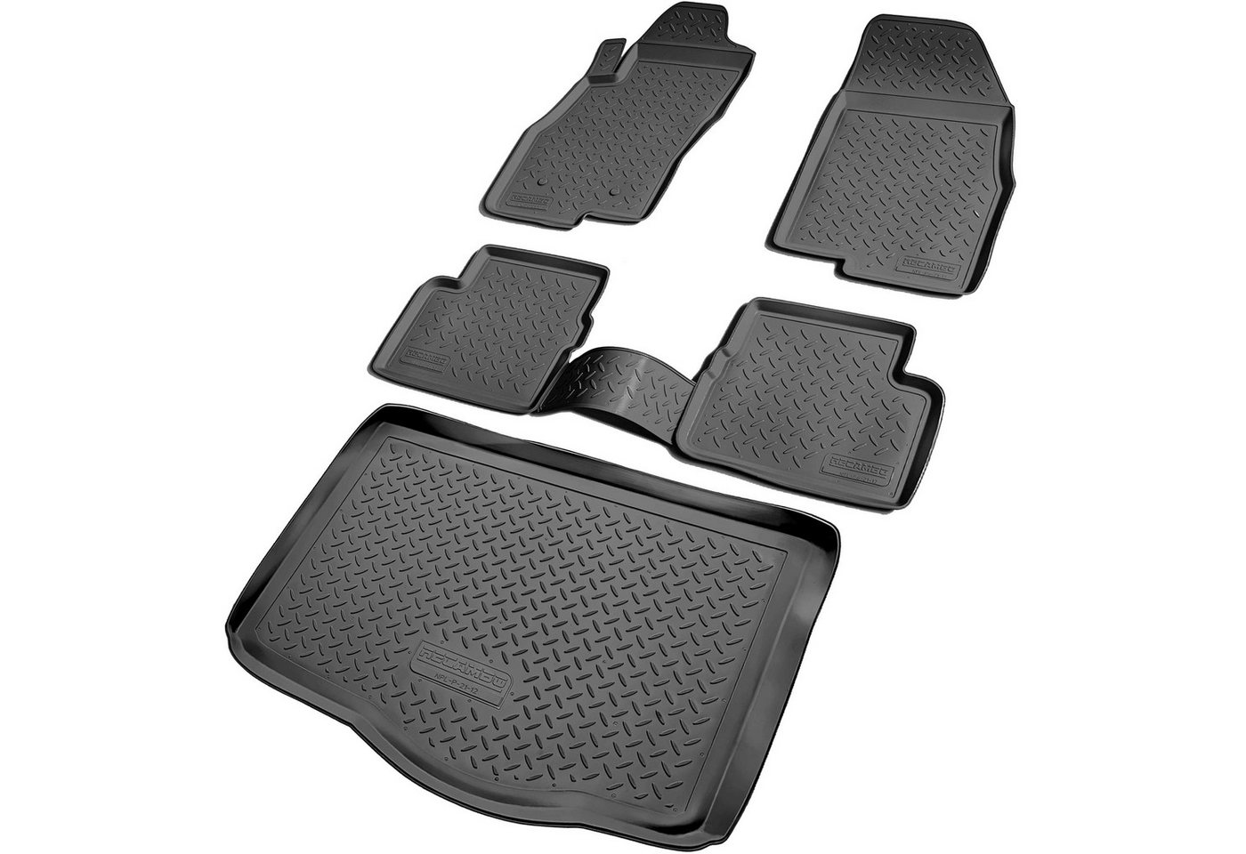 RECAMBO Kofferraumwanne für FIAT (grande) PUNTO, Typ 199, 2005-2018, für Fiat Punto 199, 100% passgenaue Antirutschmatte, Kofferraum Schutzmatte, Gummimatte