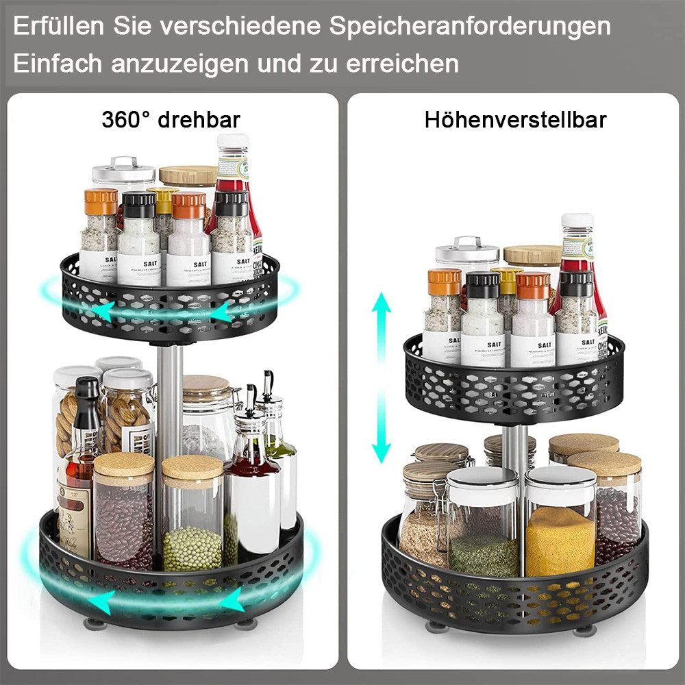 NUODWELL Gewürzregal Gewürzregal, 360° Drehbar Küchen Organizer mit 2 Etage günstig online kaufen