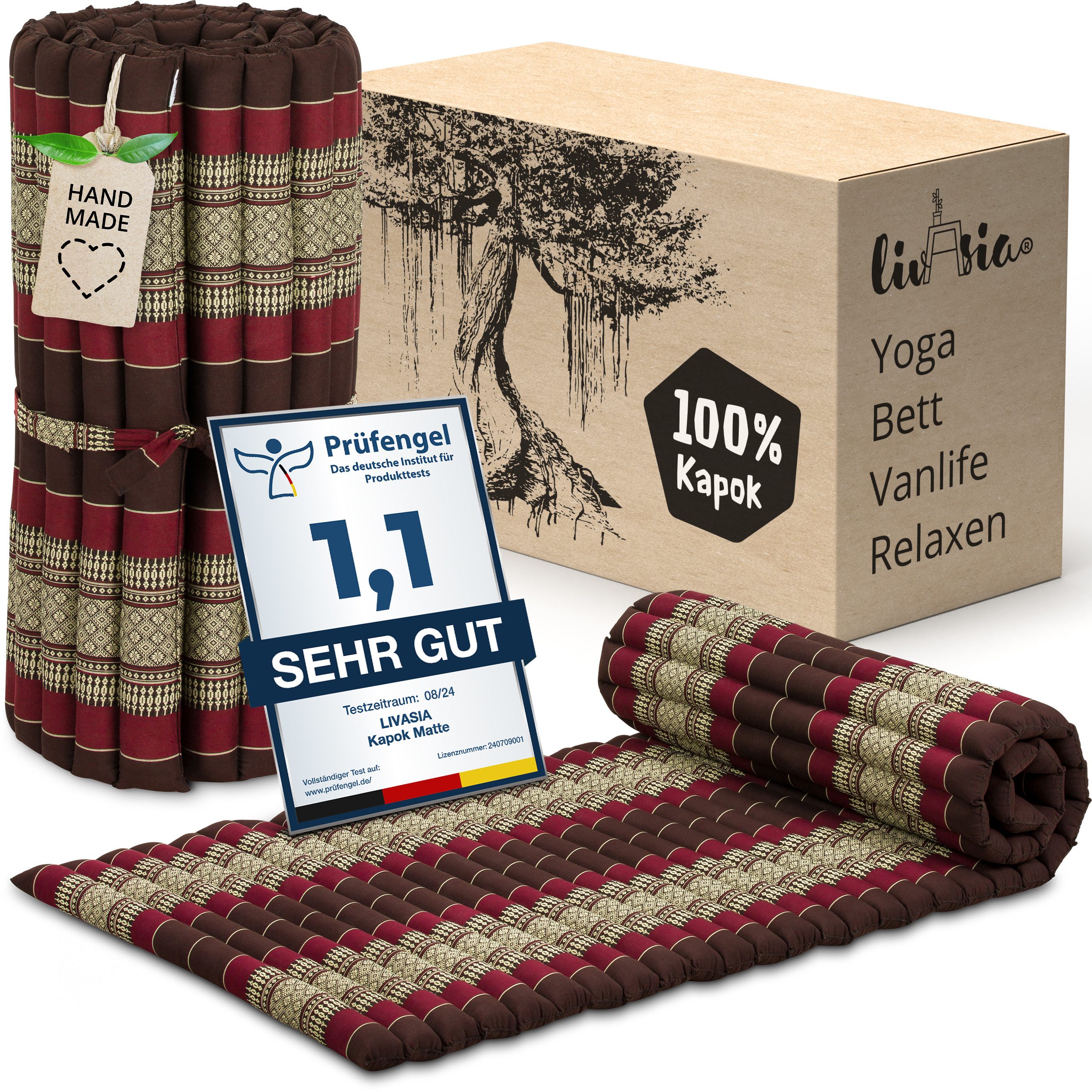 Reisebett-Matratzen Rollmatte 75 cm breit, vegan und handgefertigt, 200x75x4,5cm