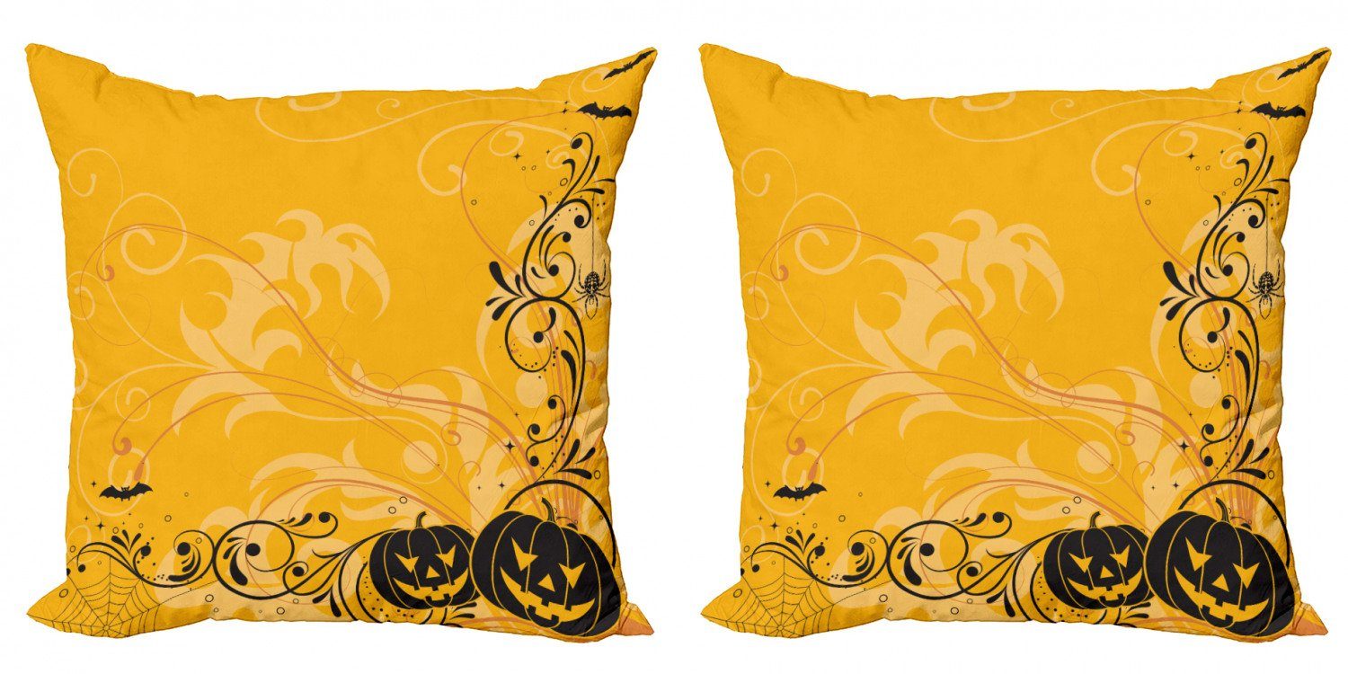 Kissenbezüge Modern Accent Doppelseitiger Digitaldruck, Abakuhaus (2 Stück), Orange Kürbis-Schläger-Halloween