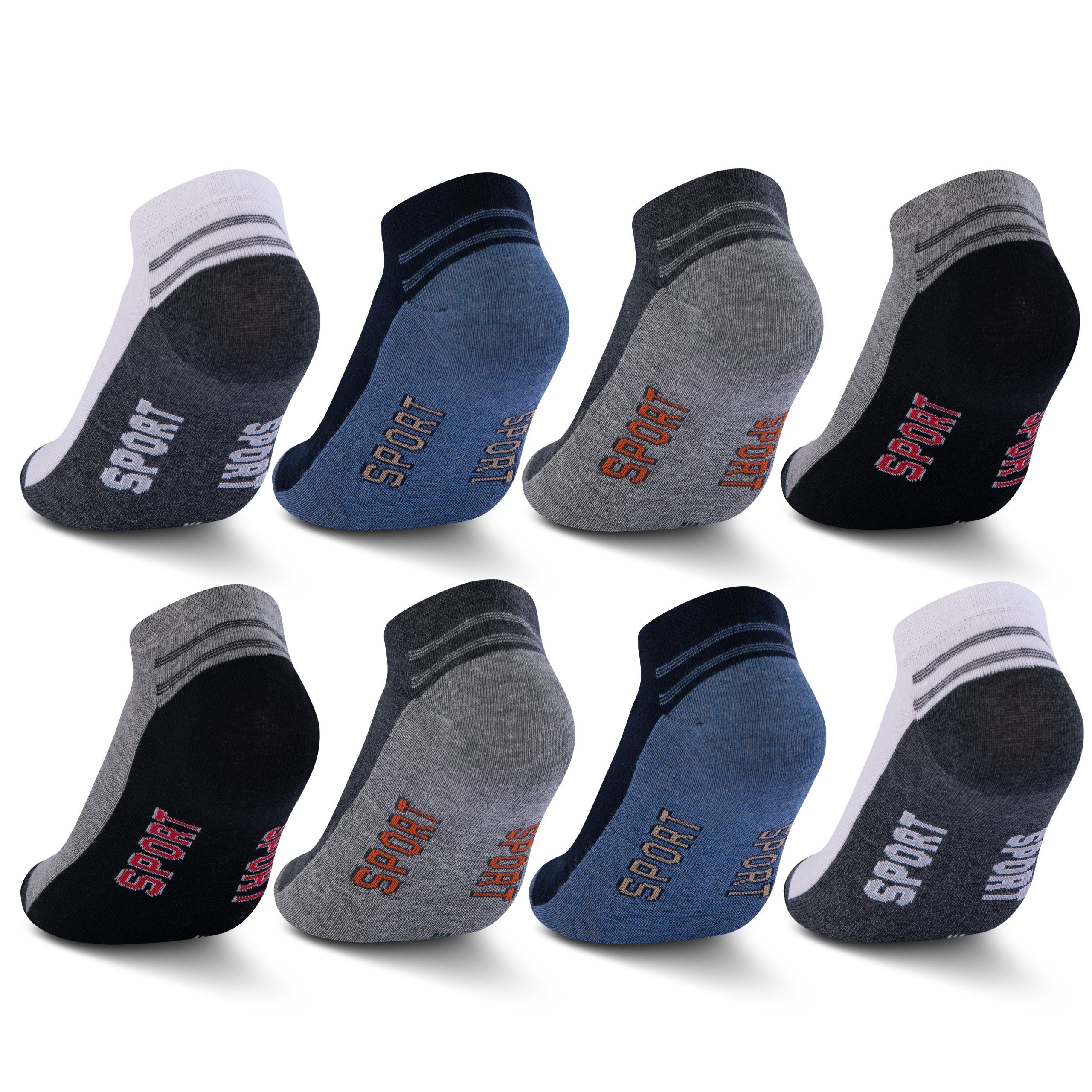 sockenkauf24 Sneakersocken 8, 12 oder 20 Paar Sneaker Socken Herren (16737, 8-Paar, 39-42) Baumwolle Atmungsaktiv Mehrfarbig WP