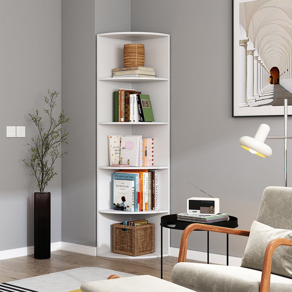 Vicco Eckregal Fabienne, Weiß/Weiß, 40 x 180 cm mit 5 Fächern günstig online kaufen