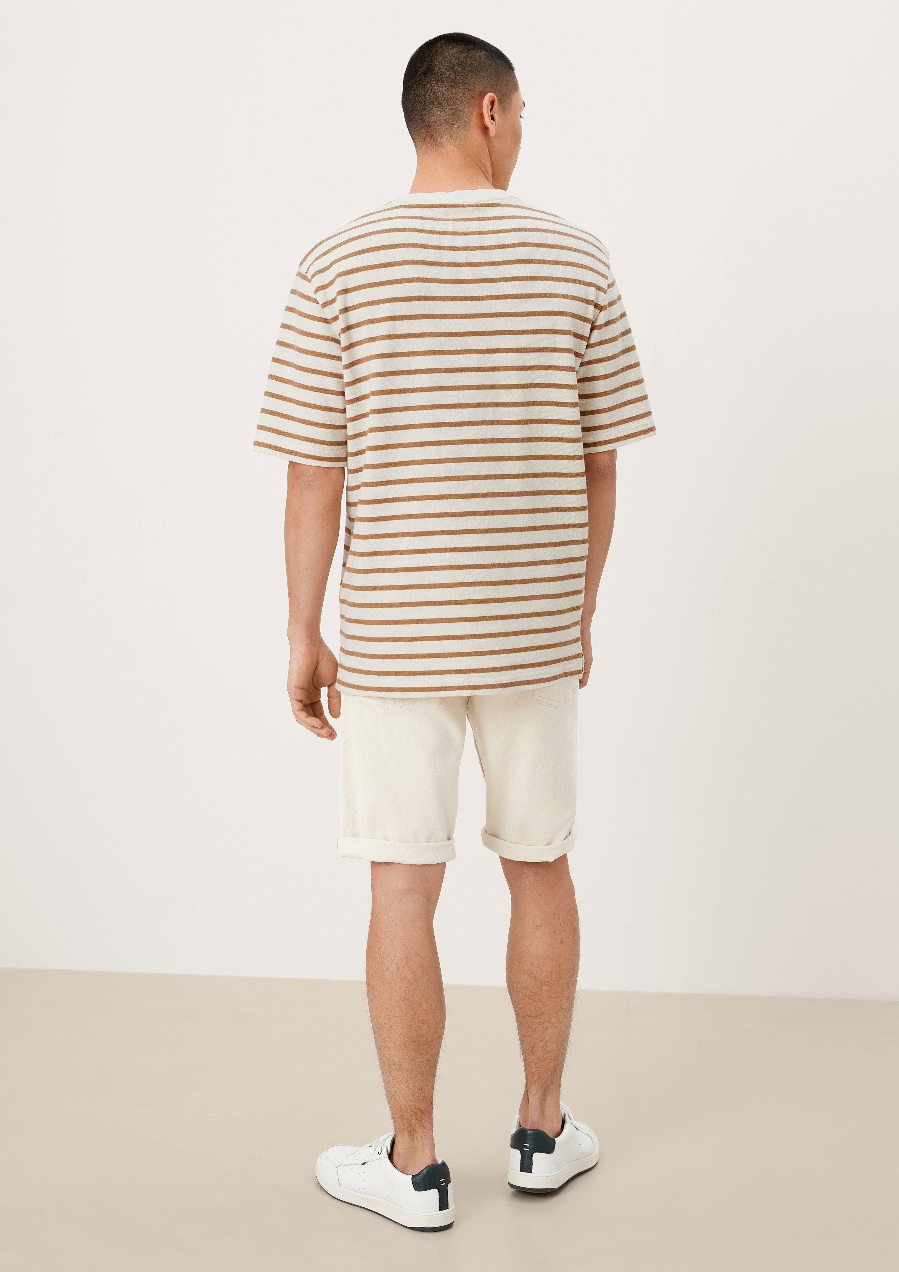 s.Oliver Brusttasche Kurzarmshirt stripes off-white mit Streifenshirt