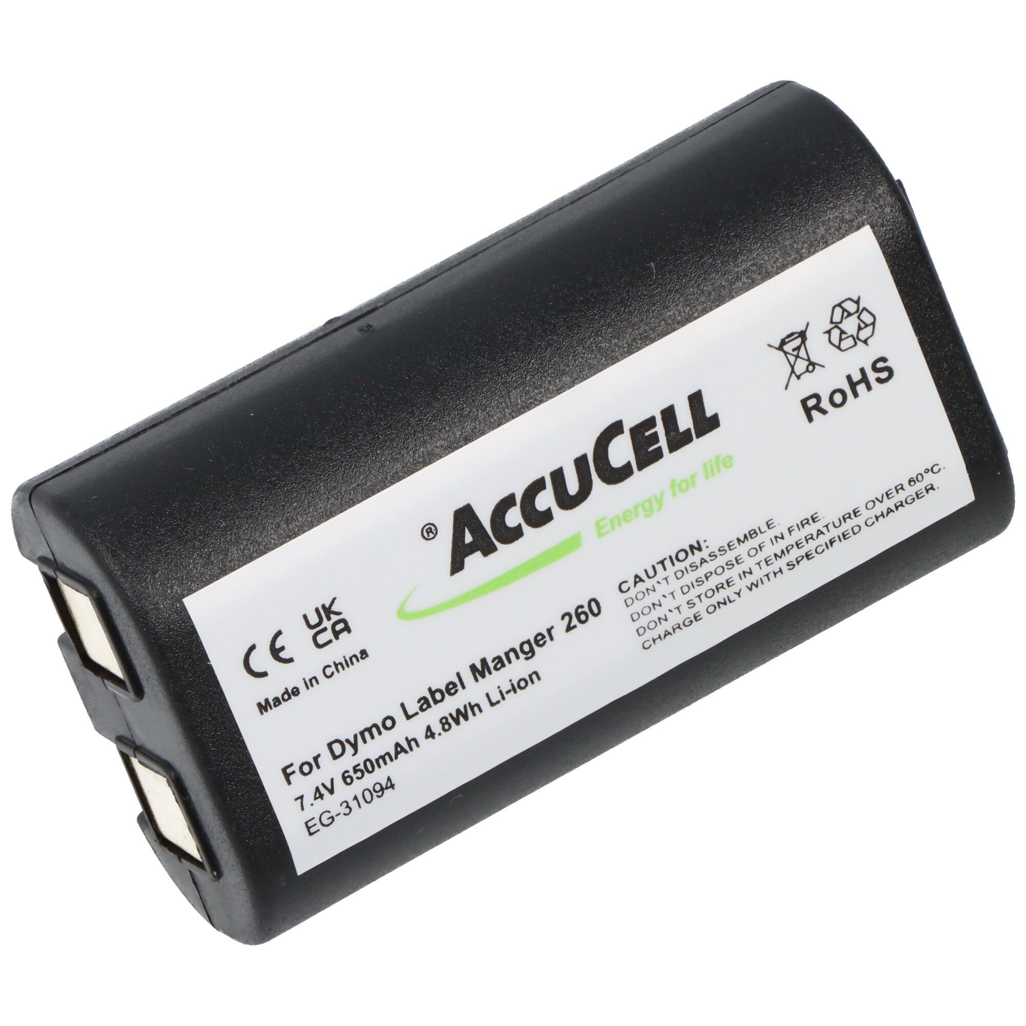Akku passend für Dymo LabelManger 260, Li-Ion, 7,4V, 650mAh, 4,8Wh Akku