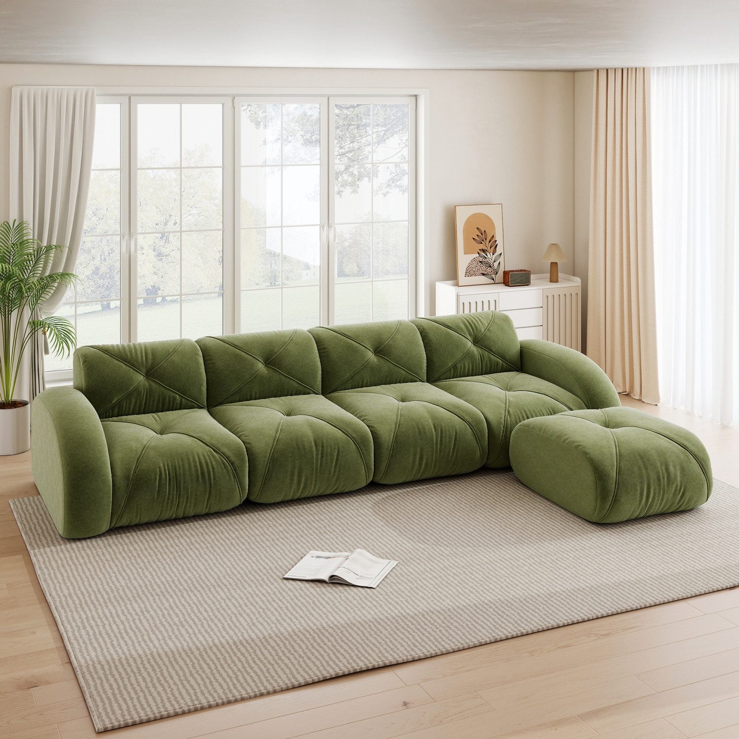 ANYSUN 2-Sitzer modulares 2-Sitzer-Sofa,Polstersofa,Chaiselongue Chenille-Sofa, Komprimiertes Sofa,rutschfester Unterseite,32D-Schaumstoff hoher Dichte, für Wohnzimmer,Schlafzimmer und Heimkino, keine Montage erforderlich