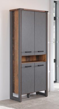 trendteam Highboard Stauraumschrank Prime, Old Used Wood / Matera grau, Shabby Look