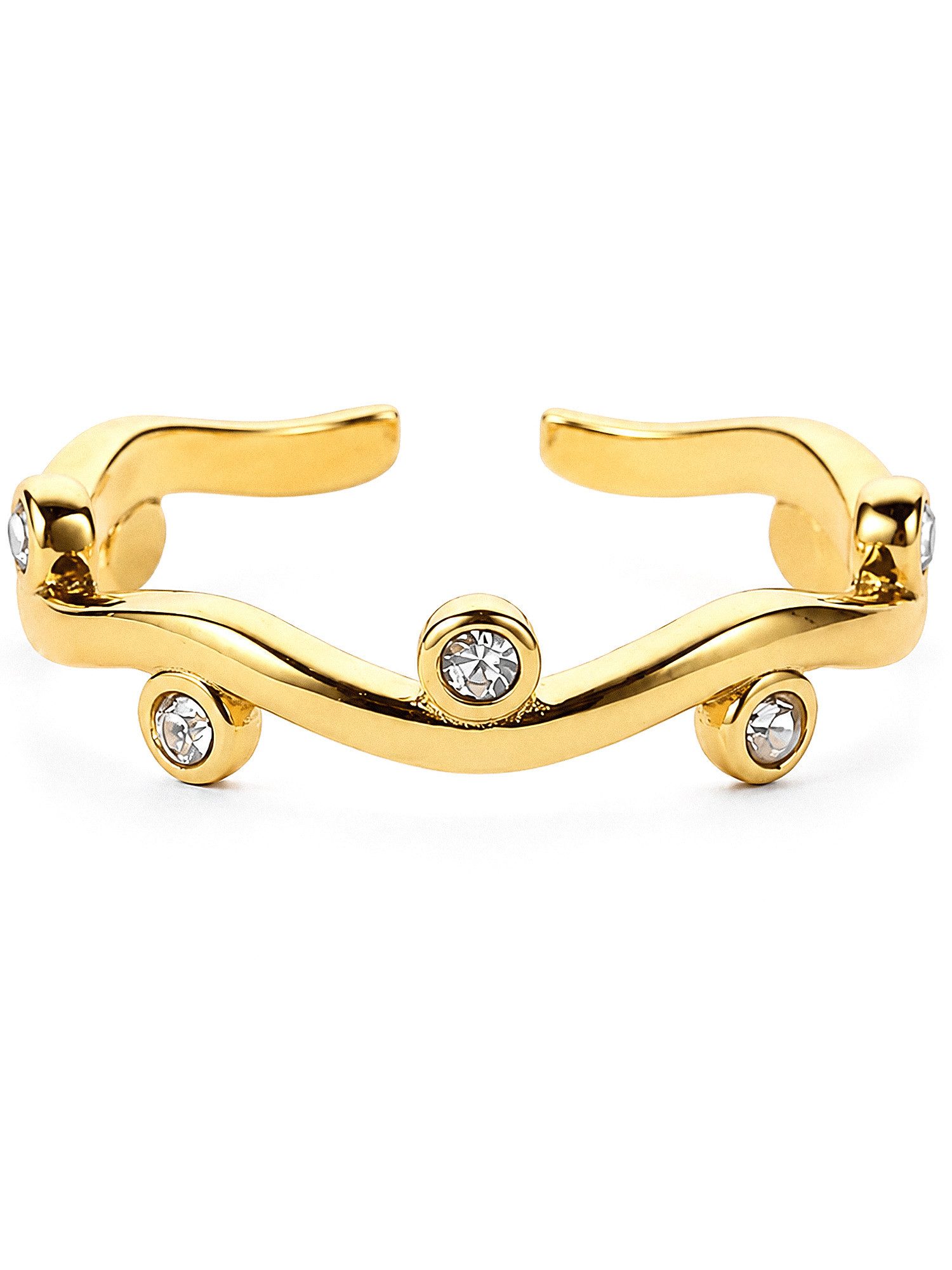 THIORA Fingerring Lagoon, 316L Edelstahl mit Zirkonia, offen & verstellbar