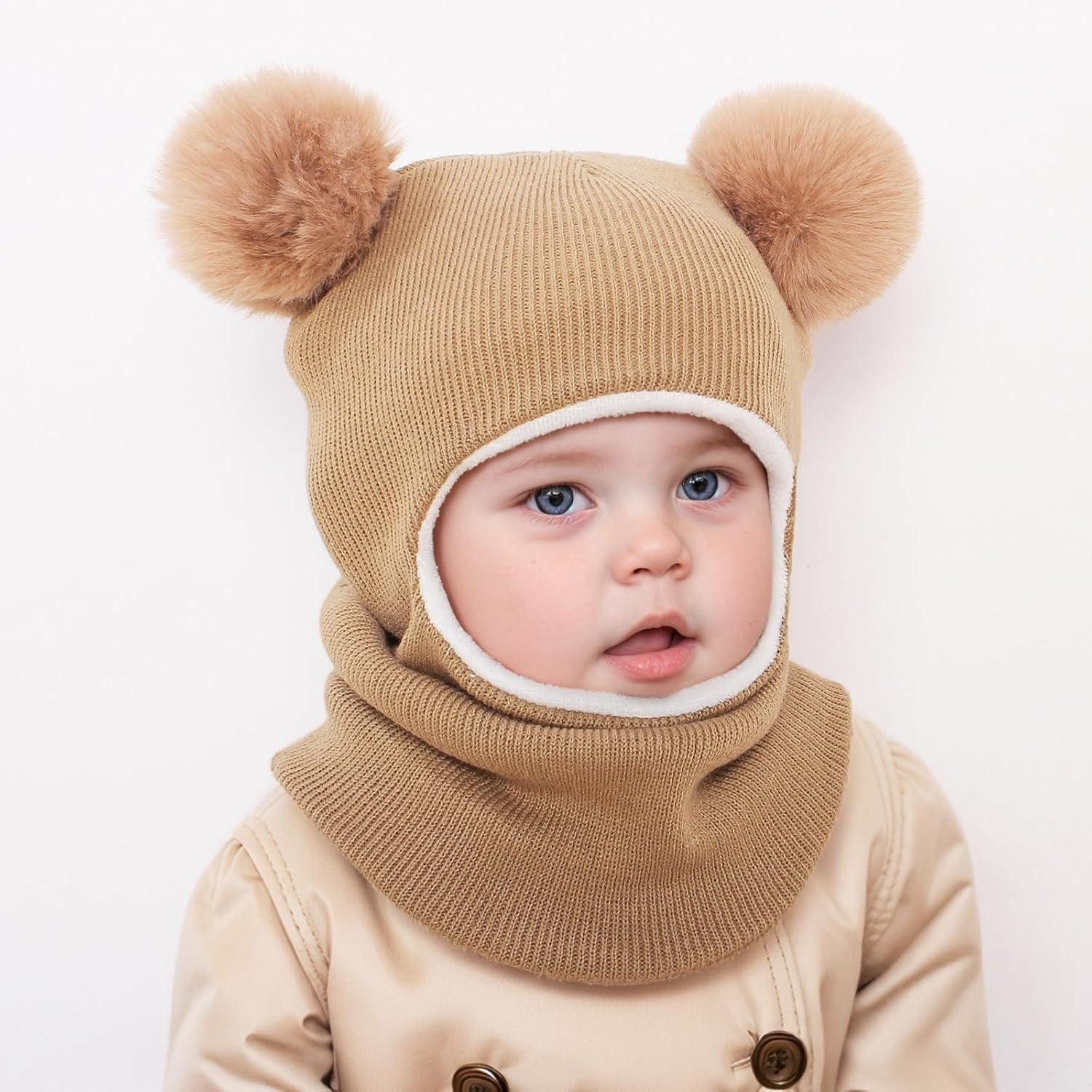 LuxusKollektion Sturmhaube Wintermütze Baby Kinder Schlupfmütze Thermo Winddicht Dicker Khaki