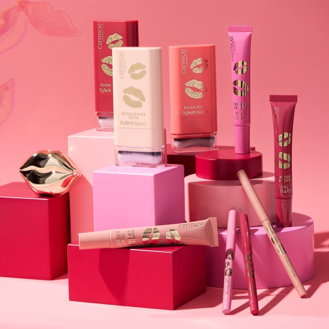 Catrice Lippenbalsam KISS & GLOW Shimmer Lip Balm, 4-tlg., Goldene Schimmerpartikel für strahlende, gepflegte Lippen.