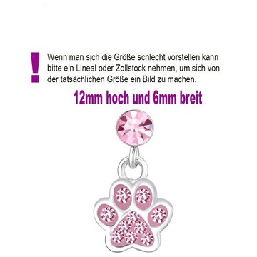 Limana Paar Ohrstecker kleine rosa hängende Kinderohrringe Pfote 925 Sterling Silber, Geschenkidee Geschenk Idee Kleinkind